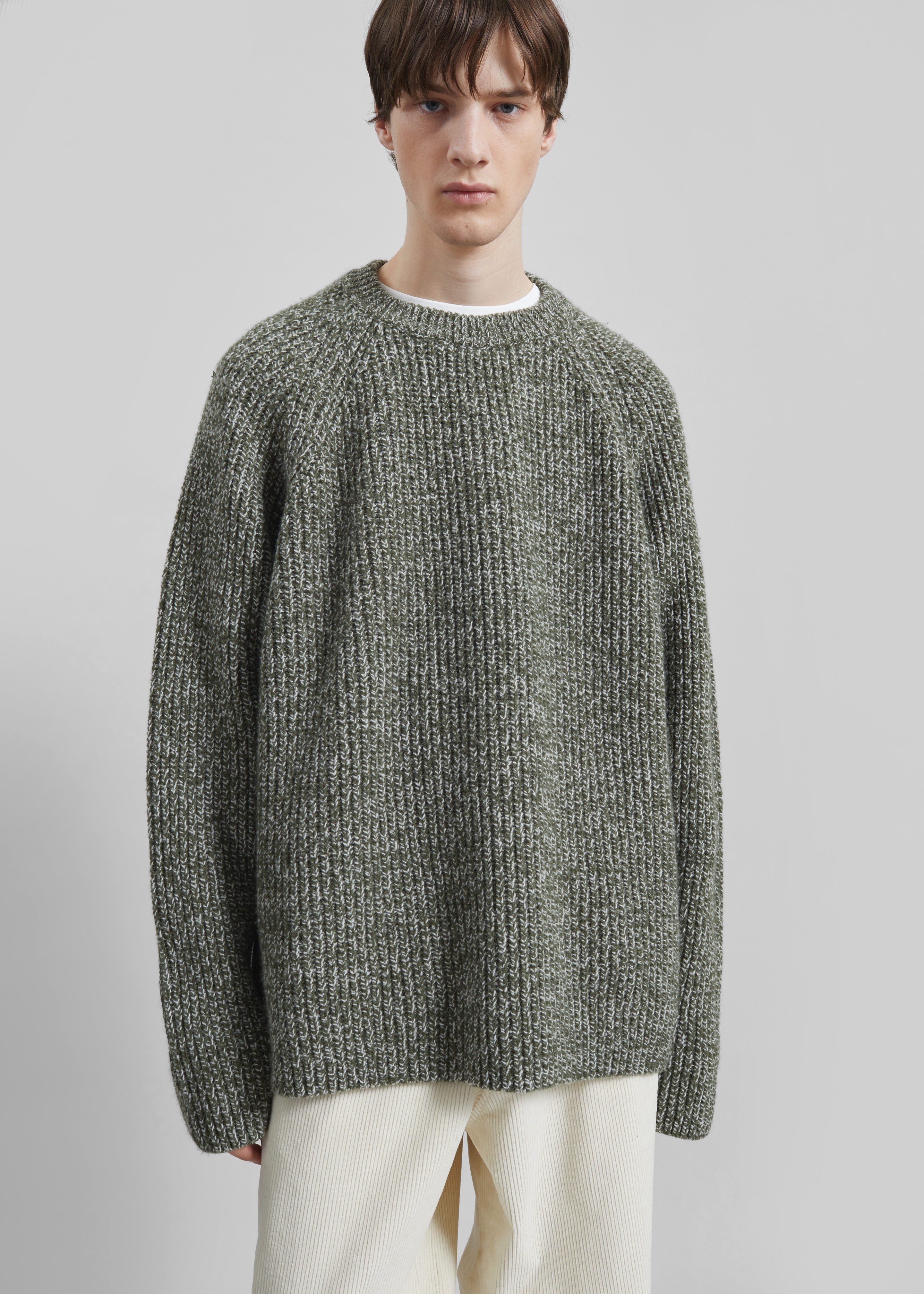 Carter Crew Neck Sweater - Olive/White - 6