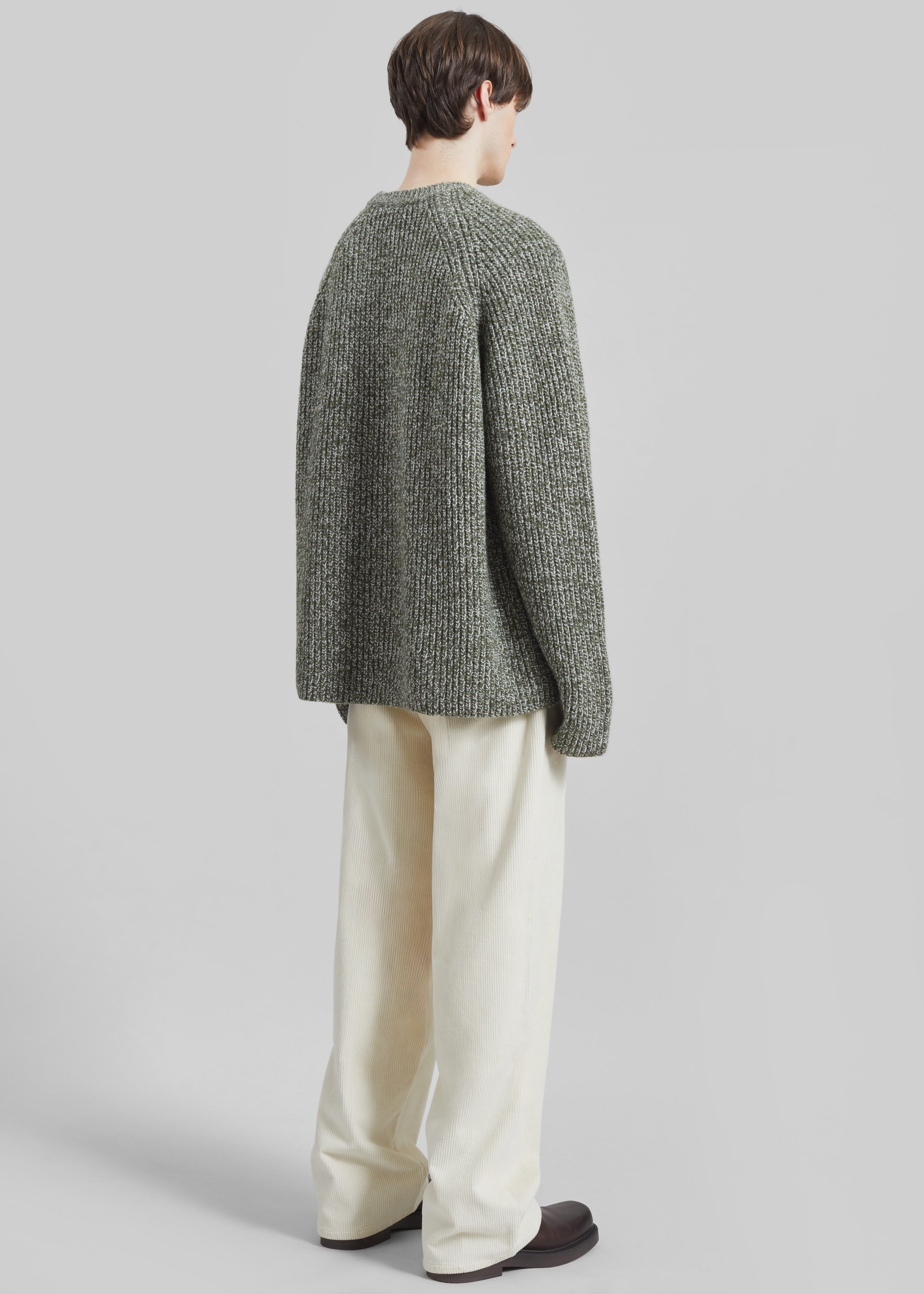 Carter Crew Neck Sweater - Olive/White - 10