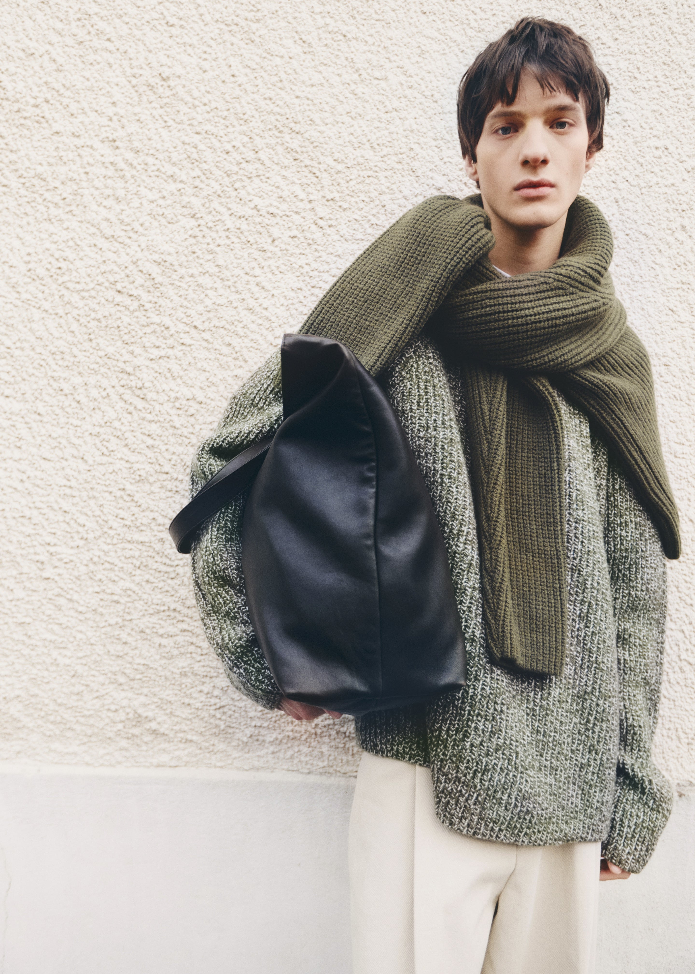 Carter Crew Neck Sweater - Olive/White - 1
