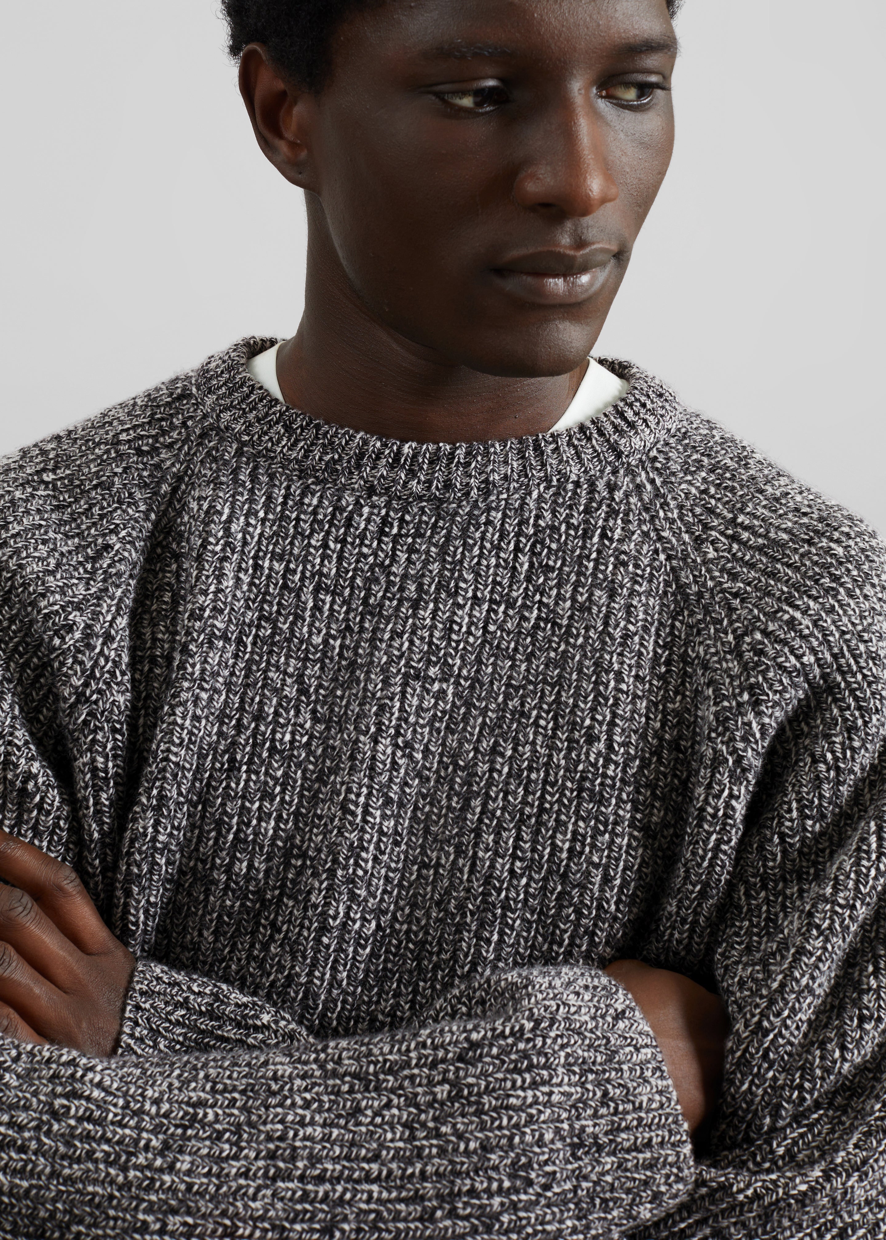 Carter Crewneck Sweater - Black Melange - 7