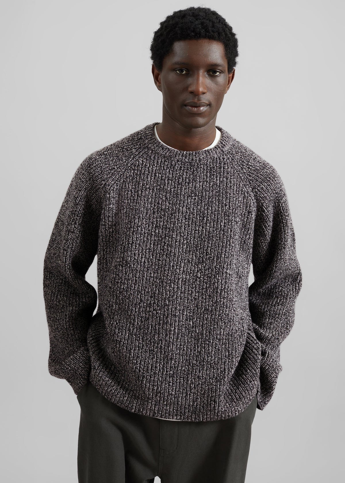 Carter Crewneck Sweater - Black Melange - 8