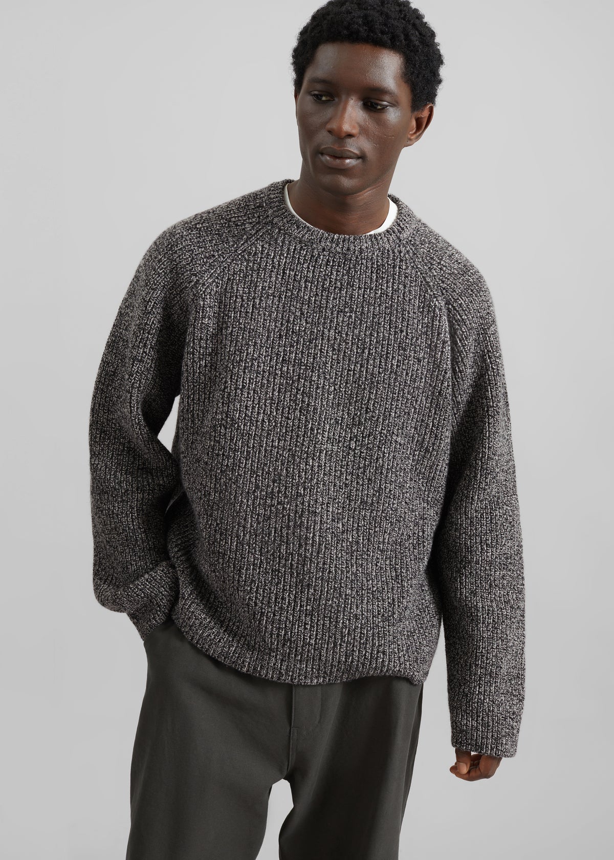 Carter Crewneck Sweater - Black Melange - 9