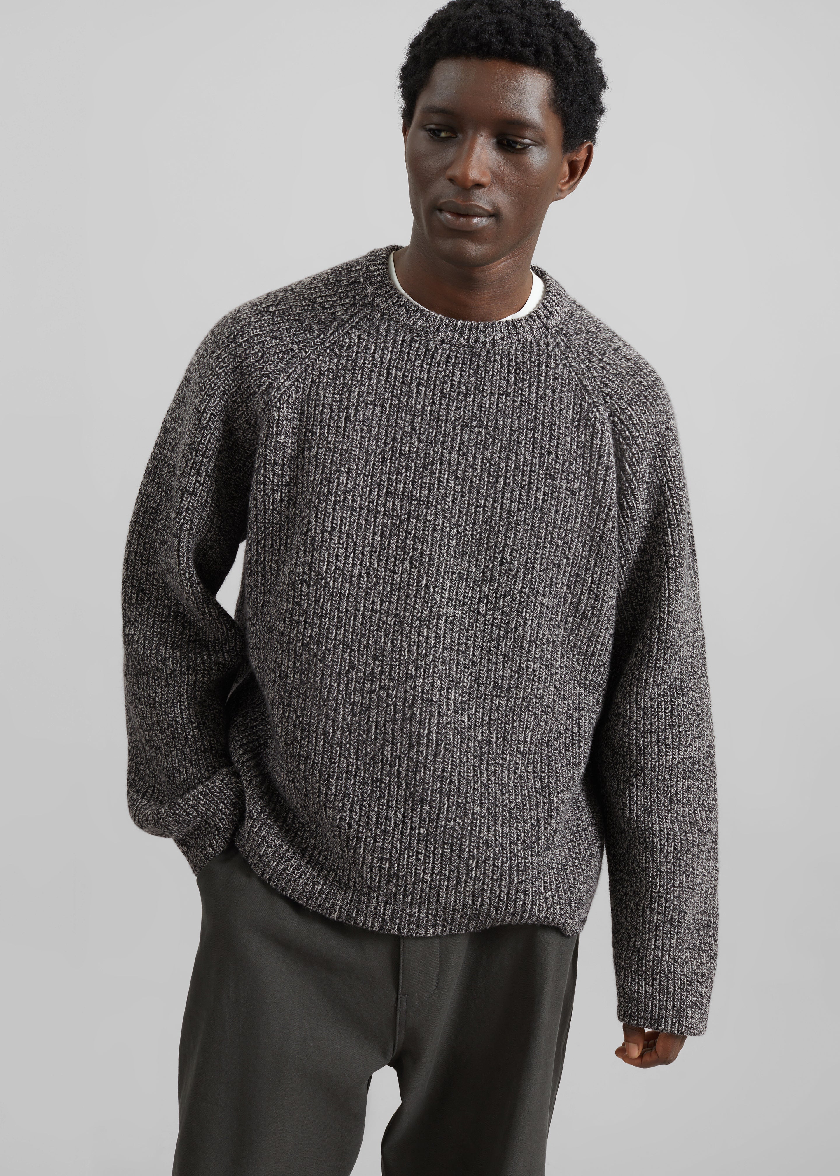 Carter Crewneck Sweater - Black Melange - 9