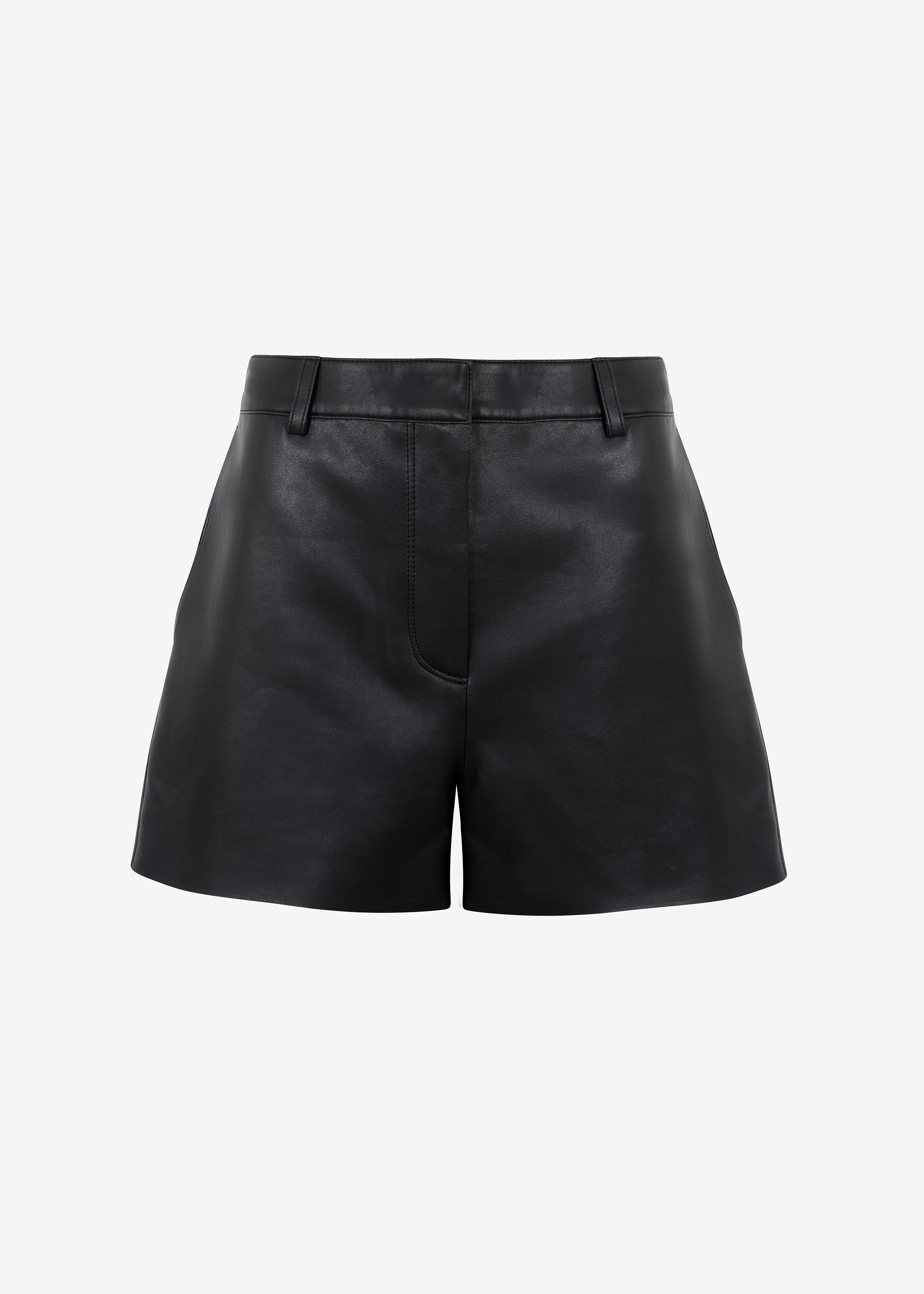 Cassie Faux Leather Mini Shorts - Black - 10