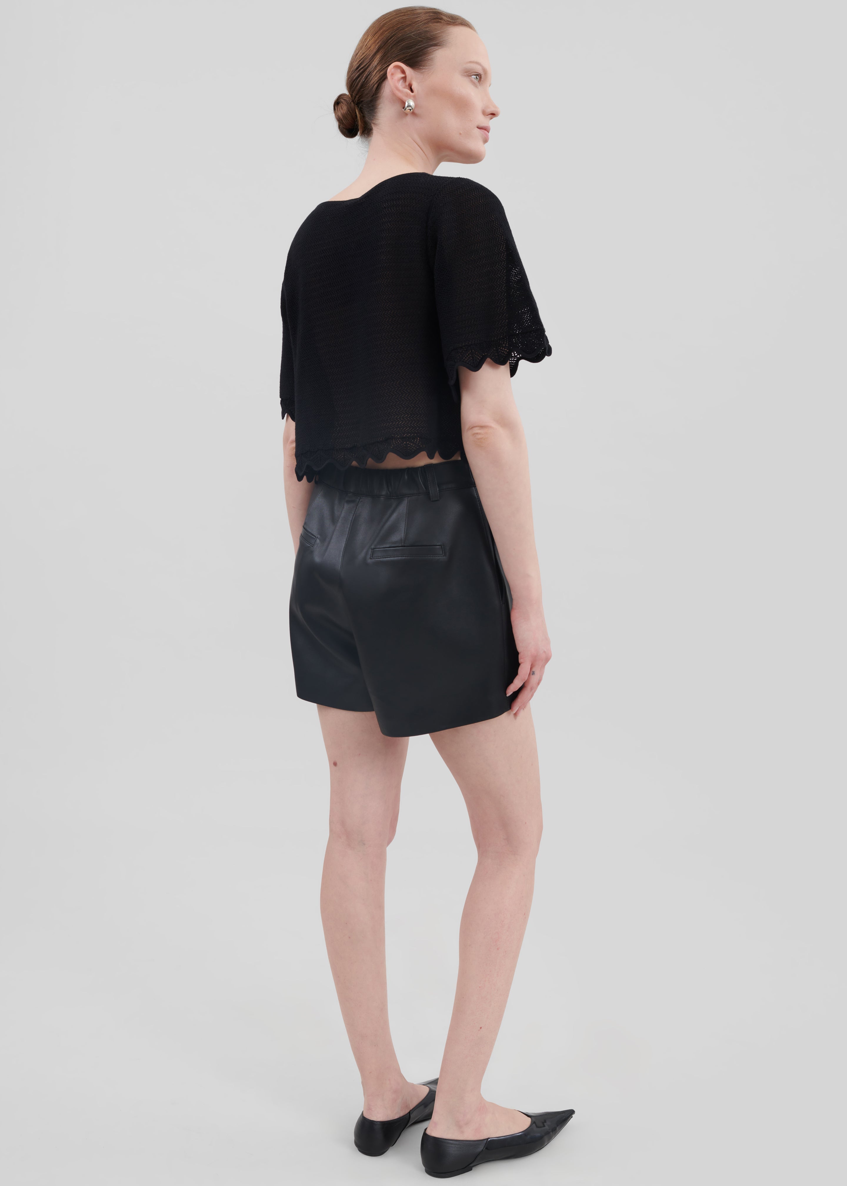 Cassie Faux Leather Mini Shorts - Black - 9