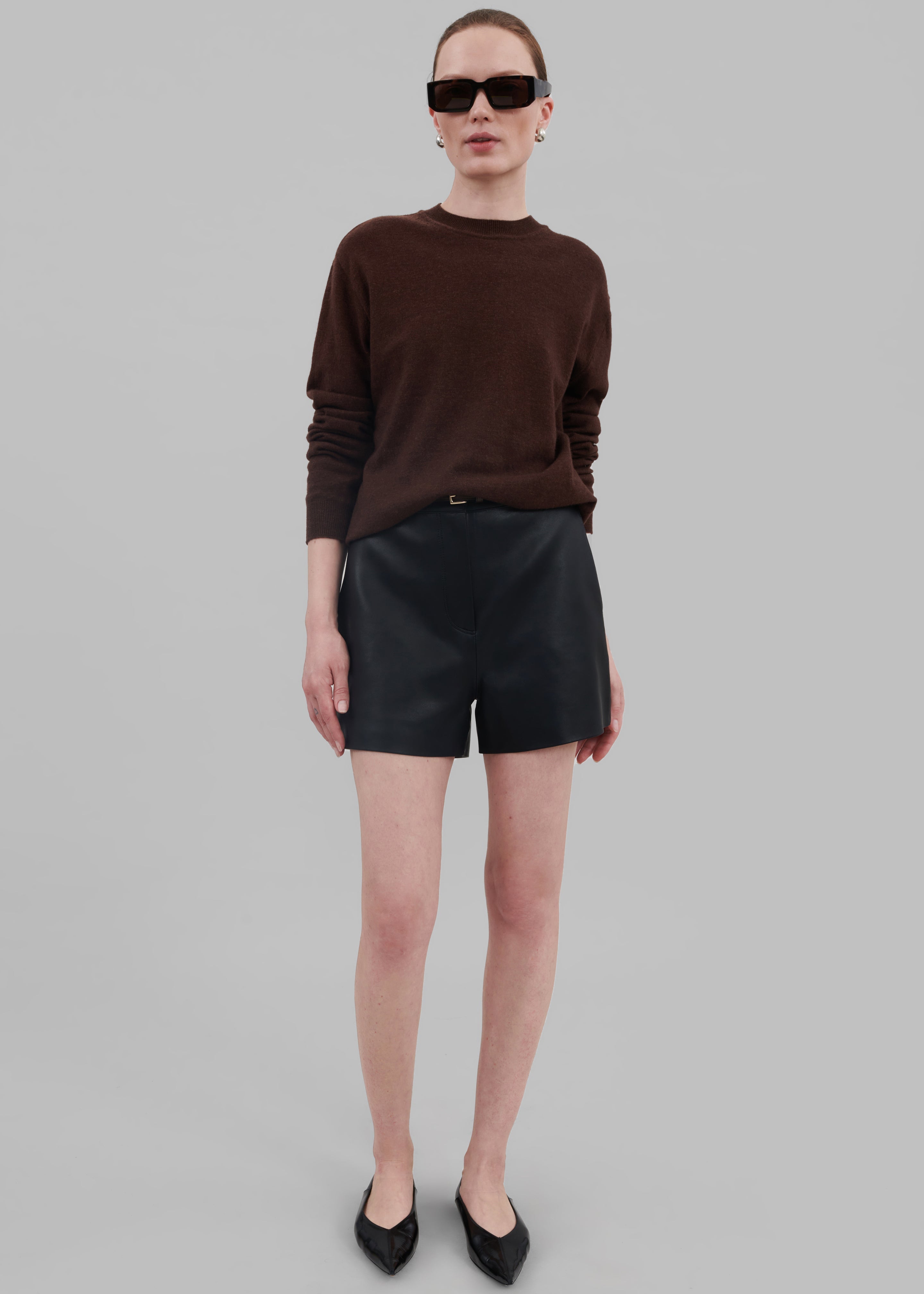 Cassie Faux Leather Mini Shorts - Black - 5