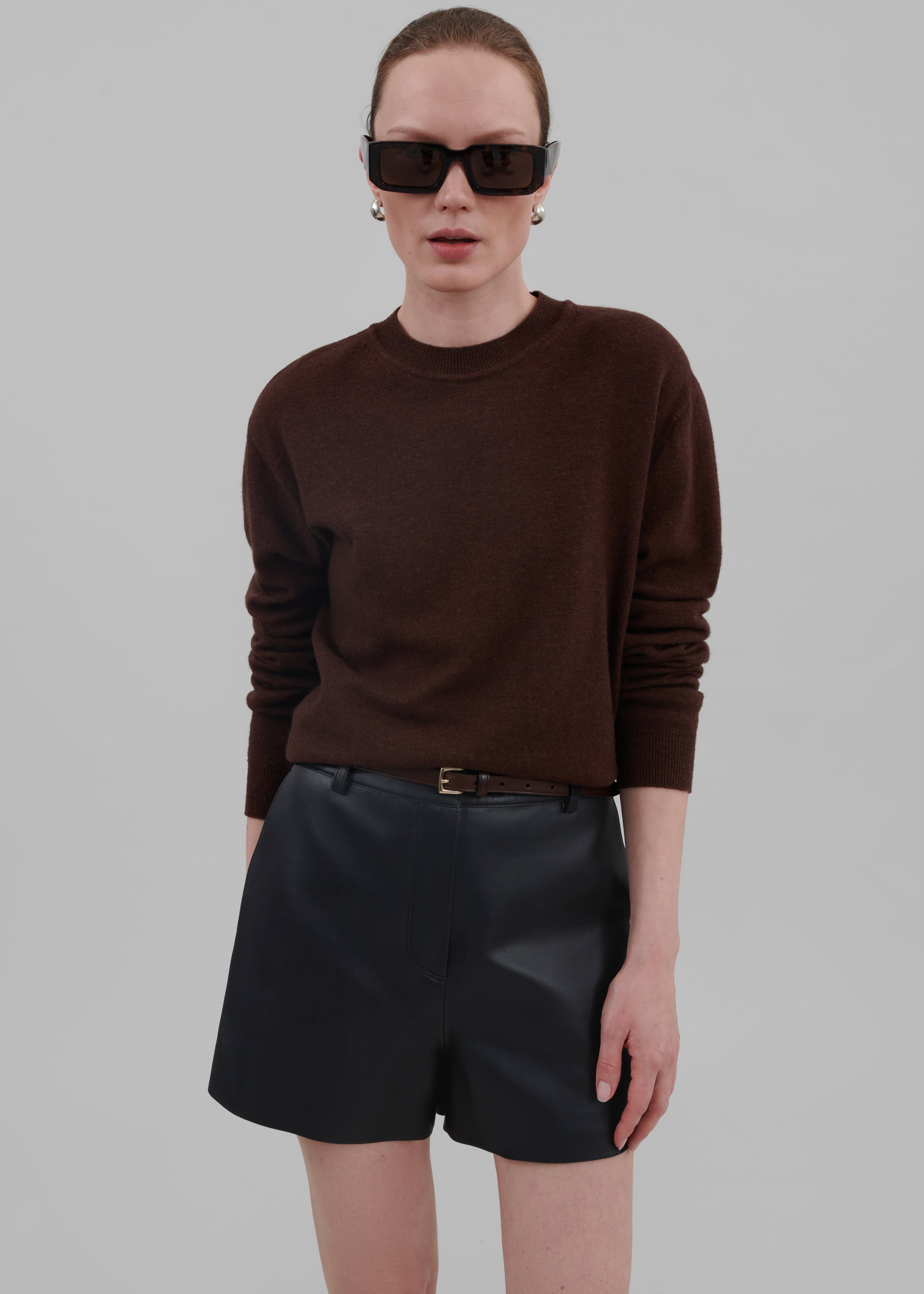Cassie Faux Leather Mini Shorts - Black - 7