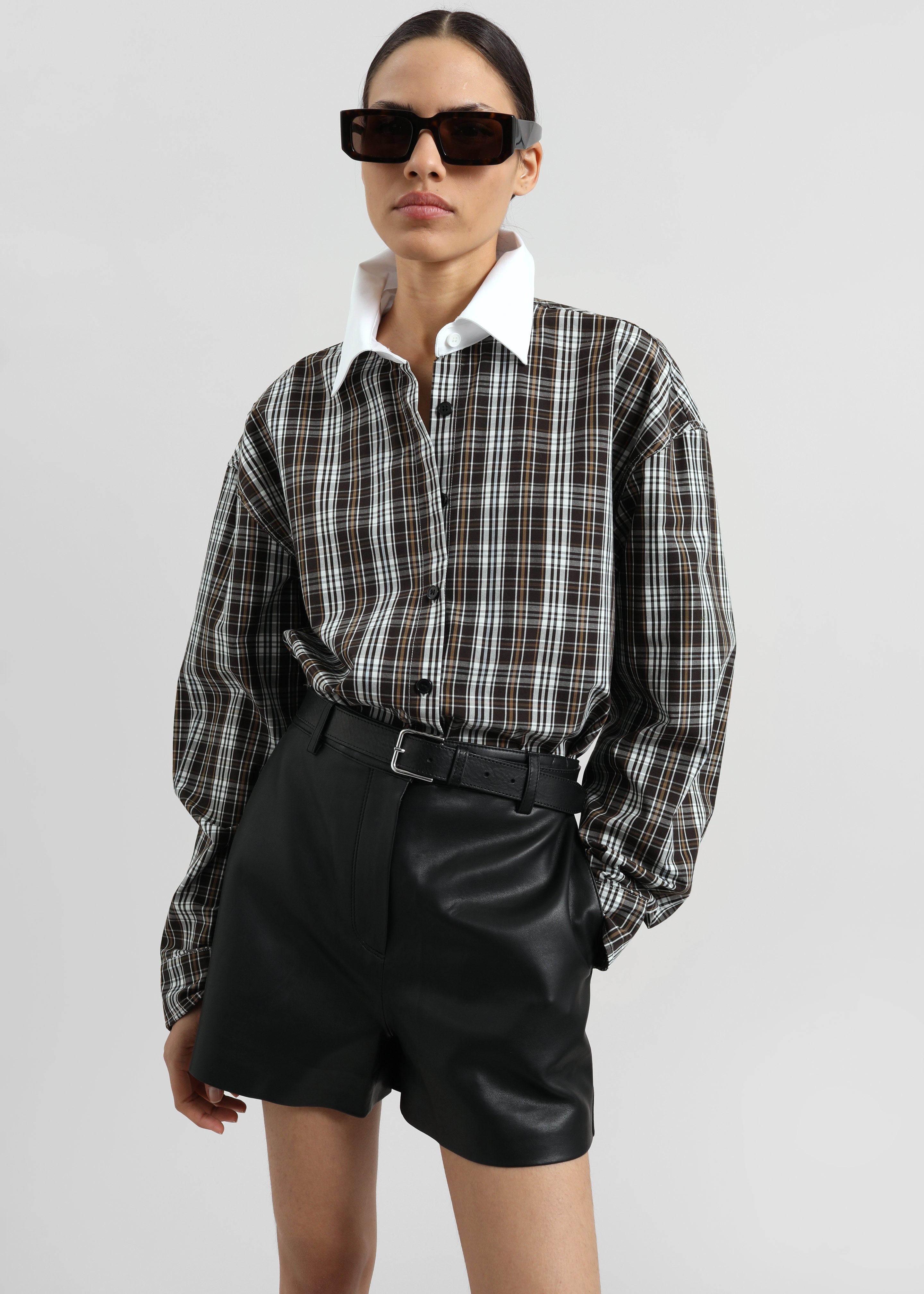 Cassie Faux Leather Mini Shorts - Black - 3