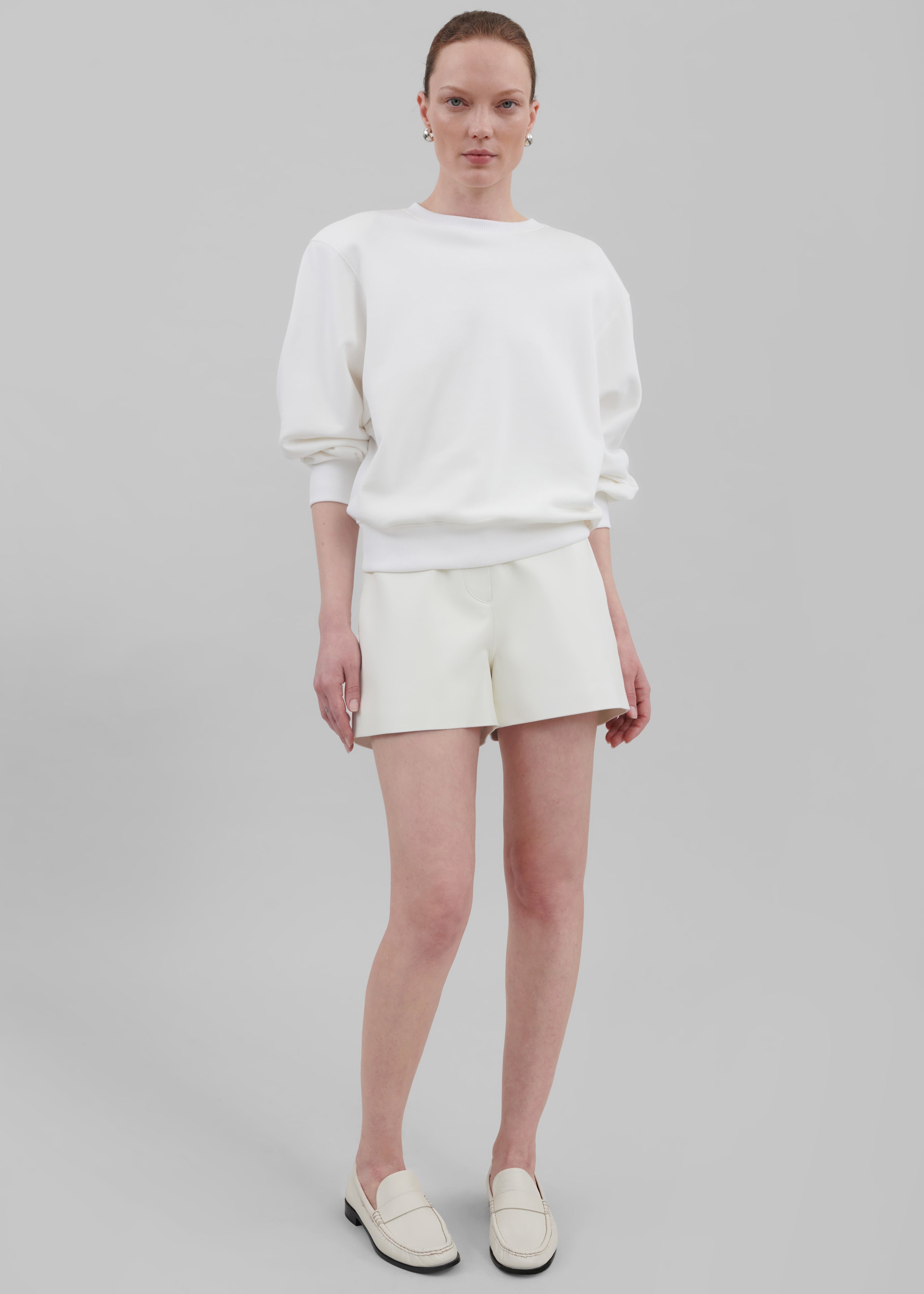 Cassie Faux Leather Mini Shorts - White - 7