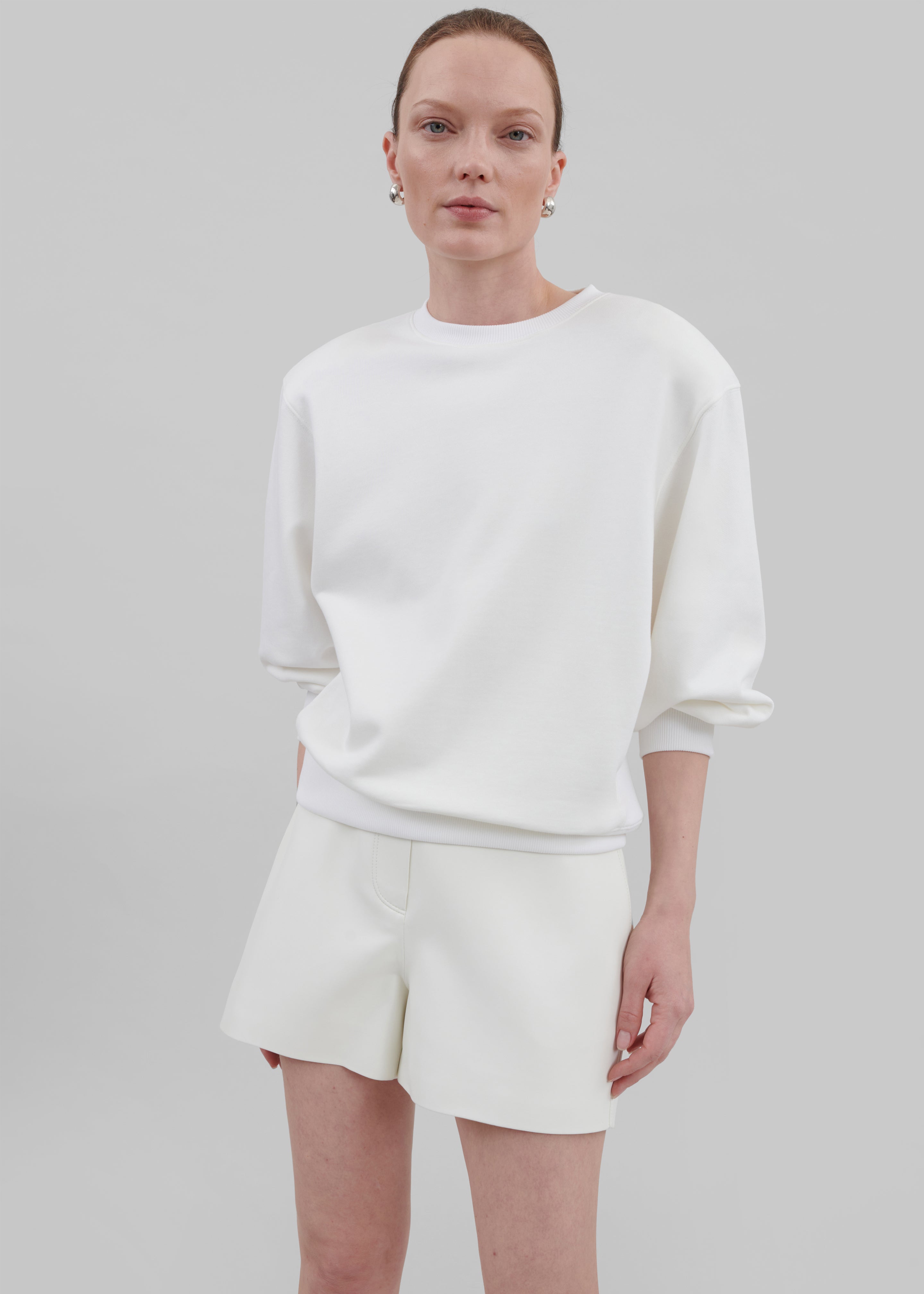 Cassie Faux Leather Mini Shorts - White - 4