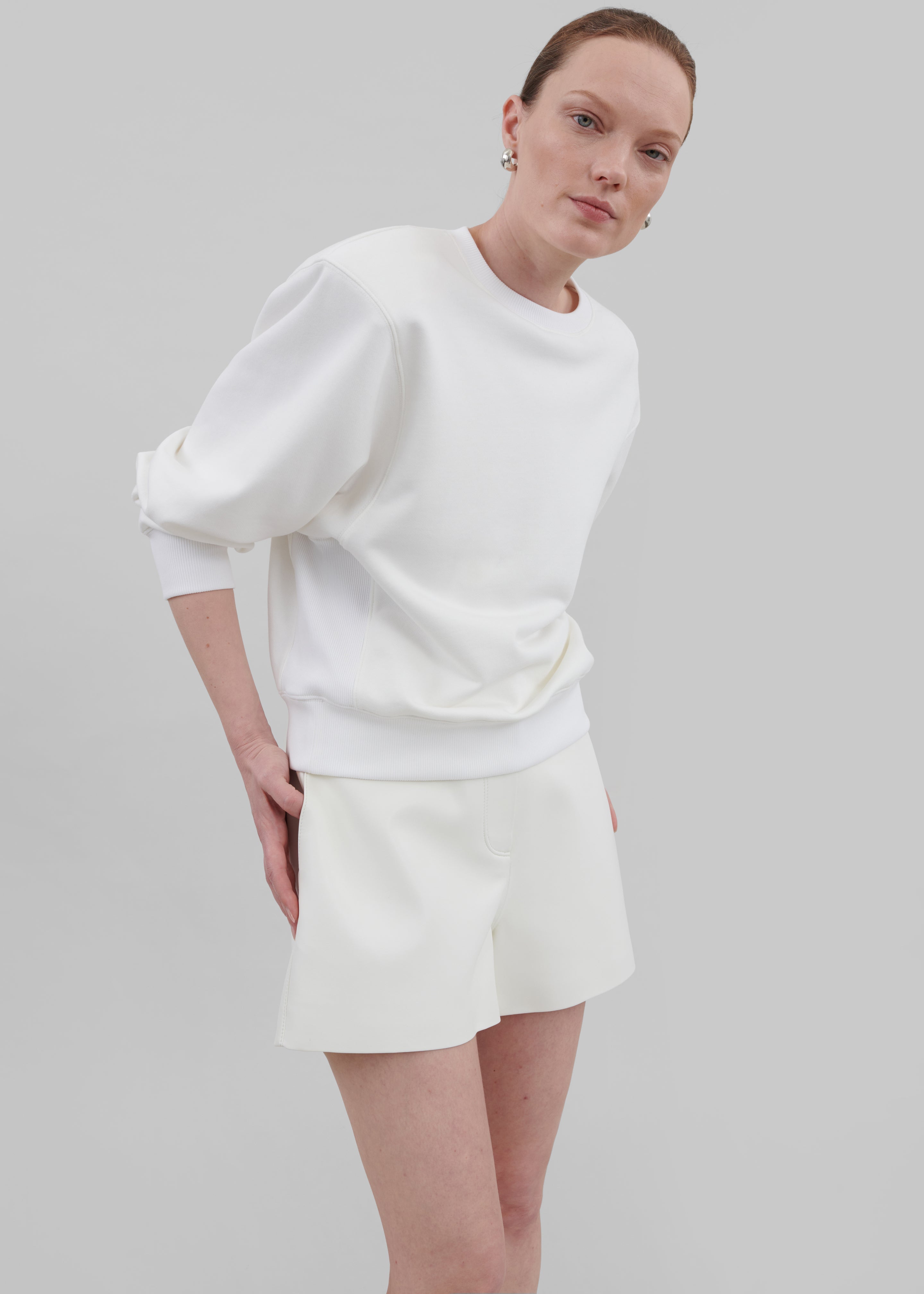 Cassie Faux Leather Mini Shorts - White - 1