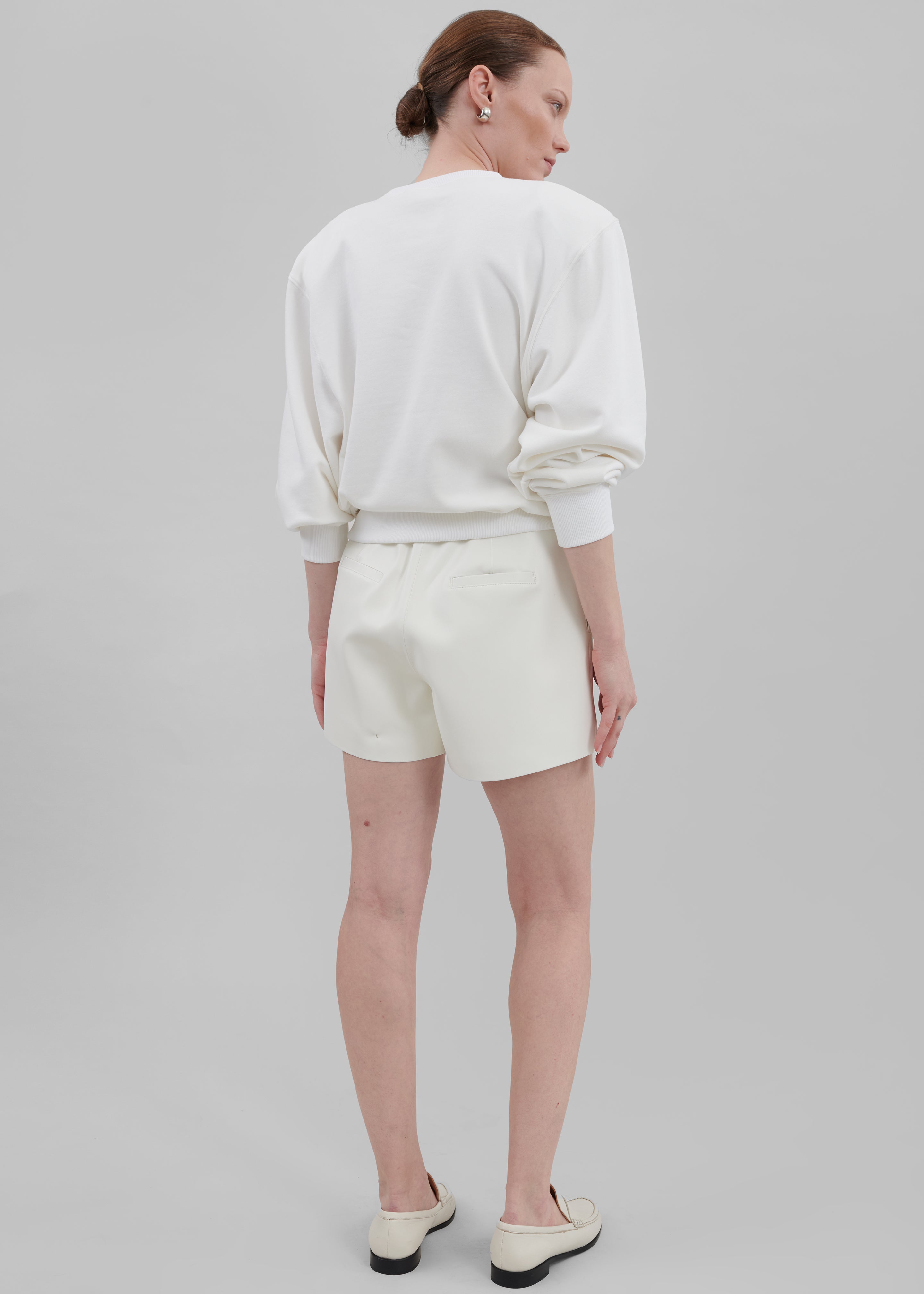 Cassie Faux Leather Mini Shorts - White - 8