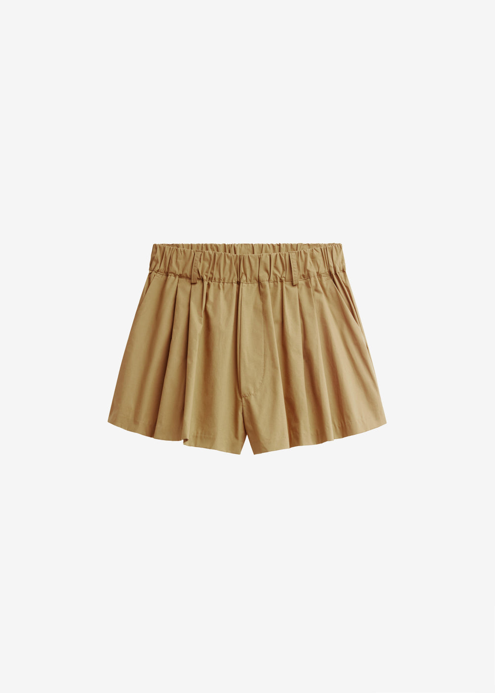 Castalia Cotton Gathered Shorts - Camel