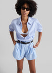 Short Castalia froncé en coton - Bleu ciel