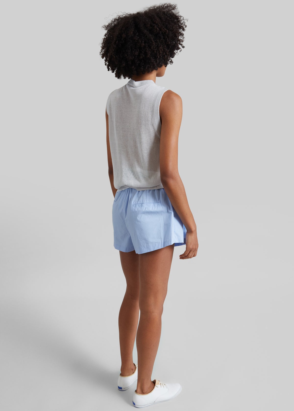 Castalia Cotton Gathered Shorts - Sky Blue - 8