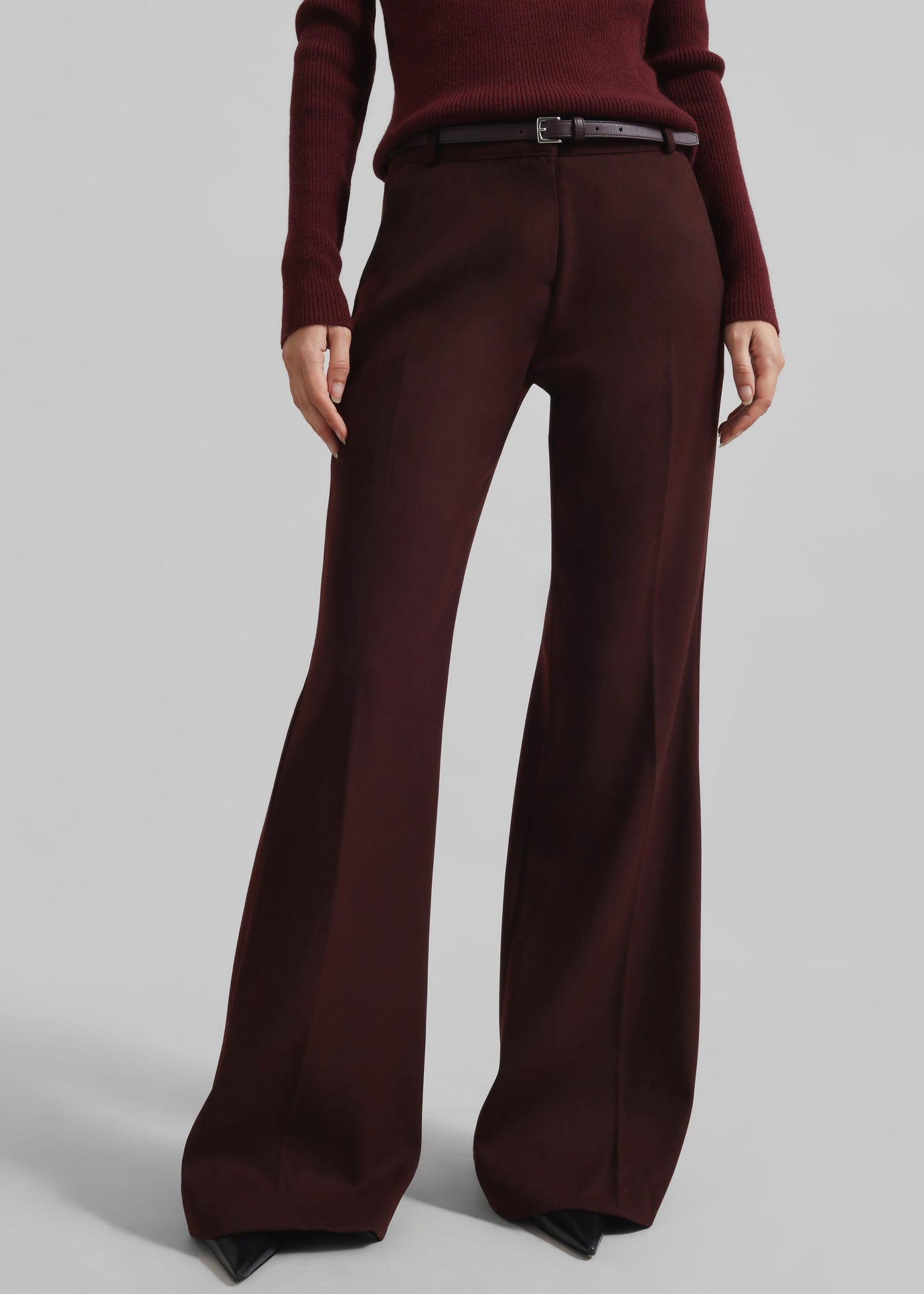 Castel Bootcut Pants - Burgundy - 1