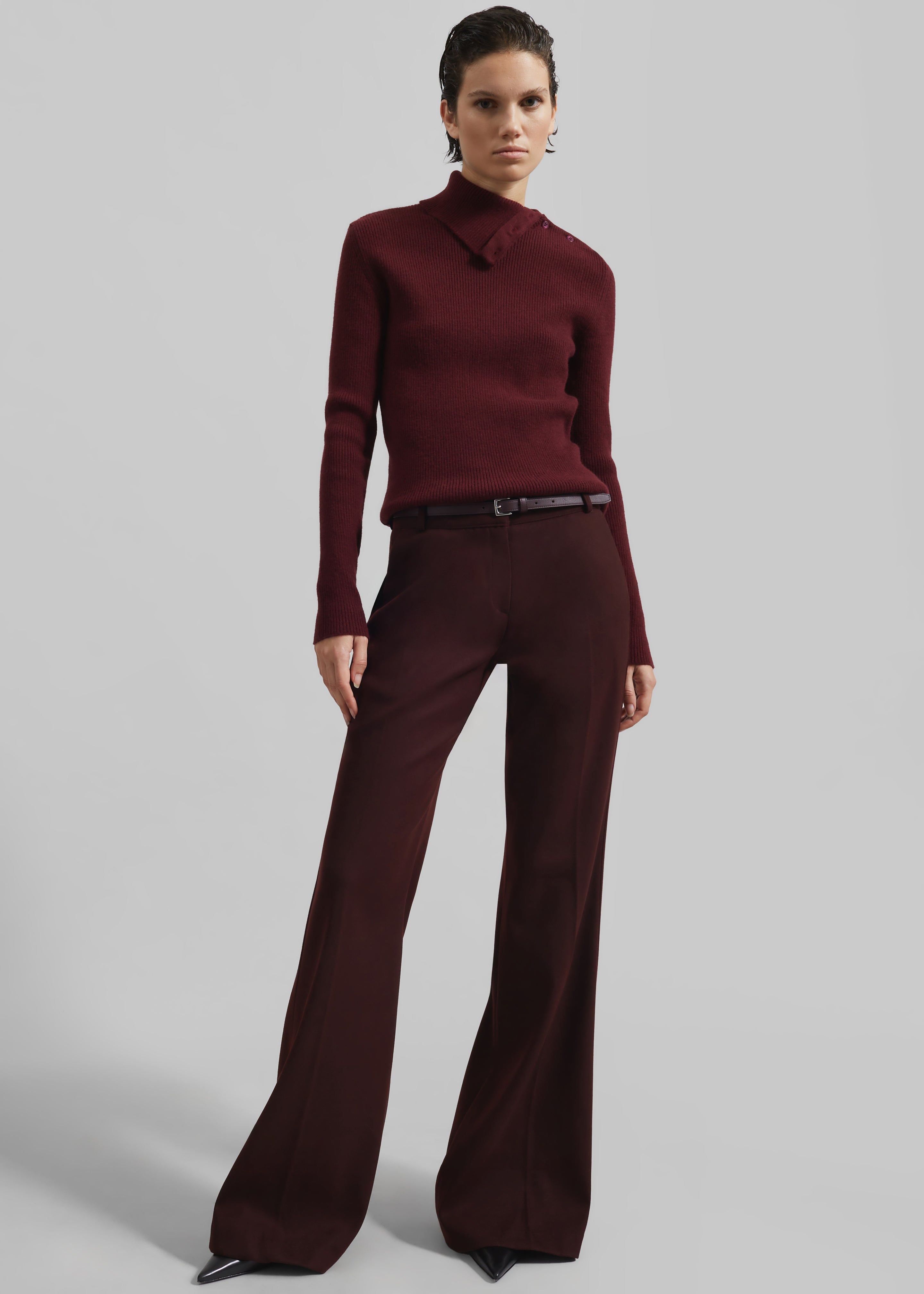 Castel Bootcut Pants - Burgundy - 1