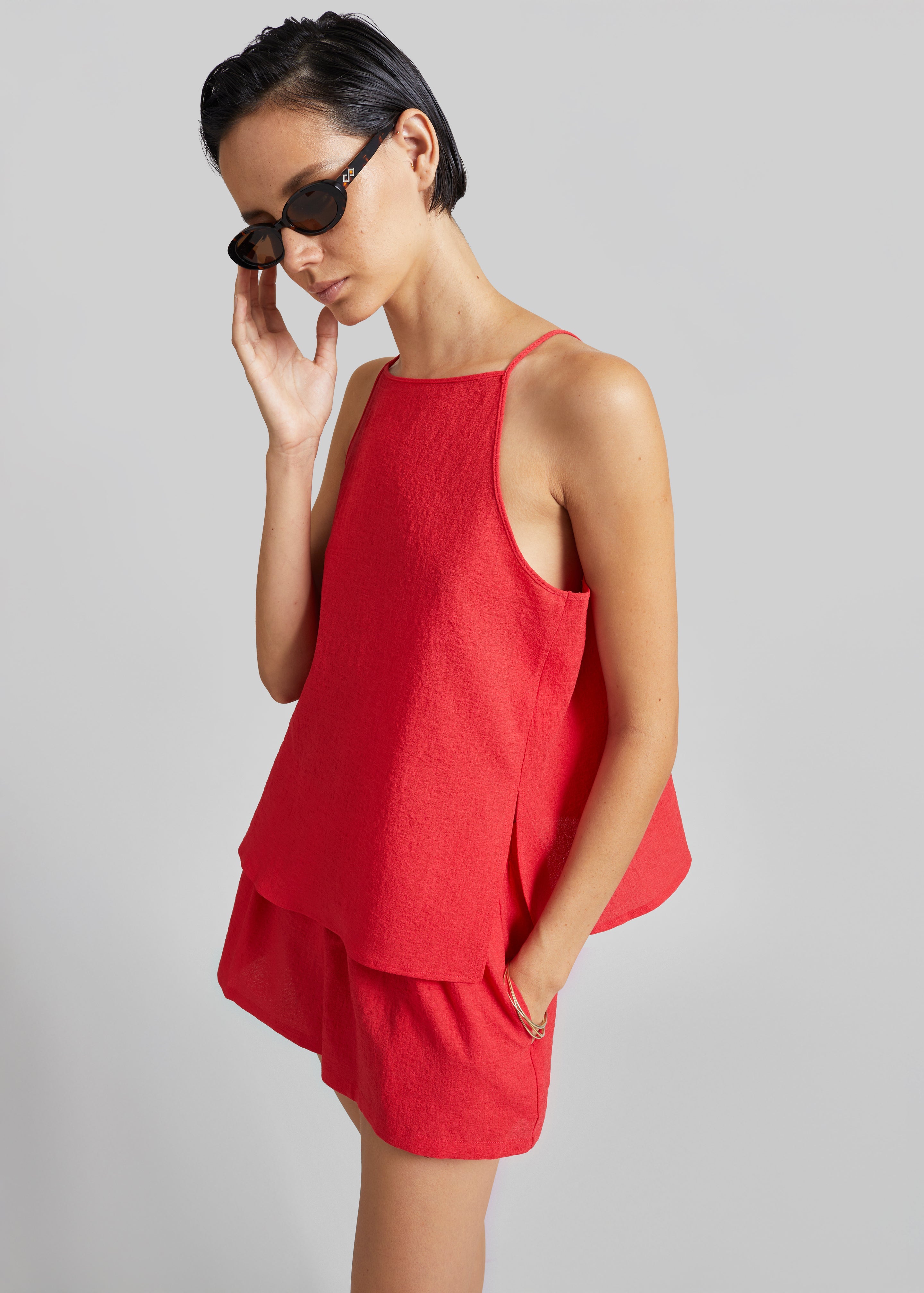 Top Cazaux texturé boxy - Rouge - 1