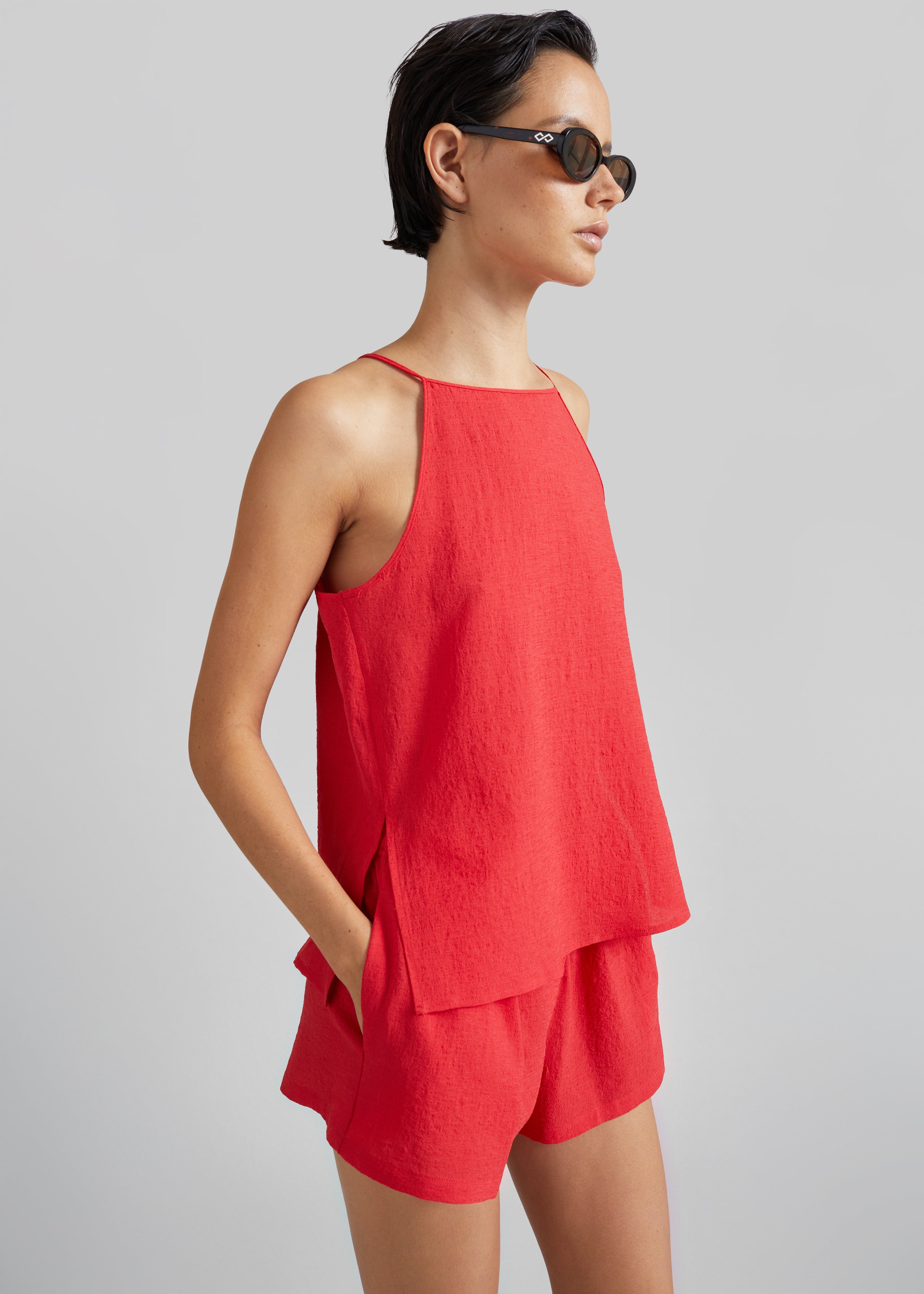 Top Cazaux texturé boxy - Rouge - 5