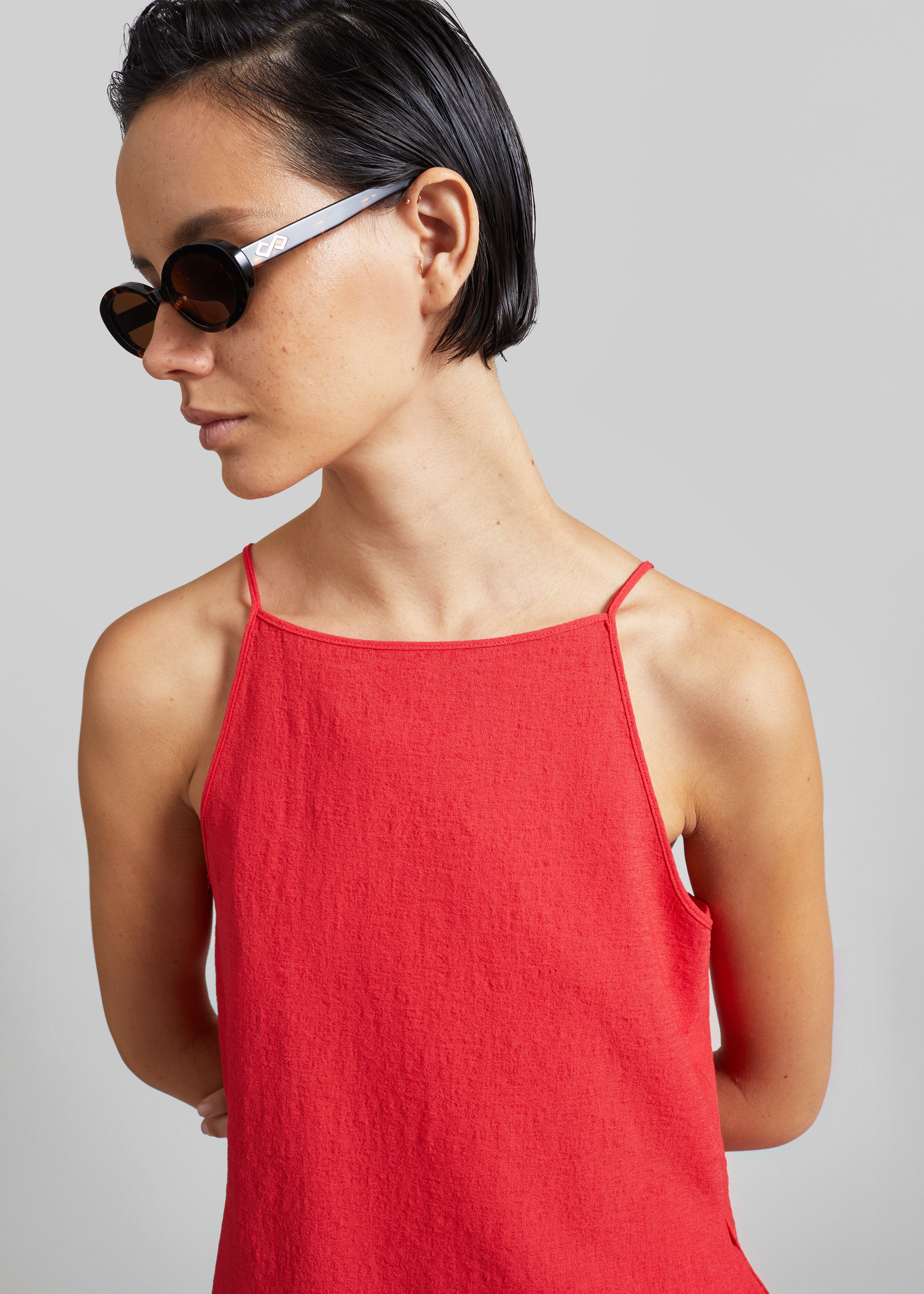Top Cazaux texturé boxy - Rouge - 2