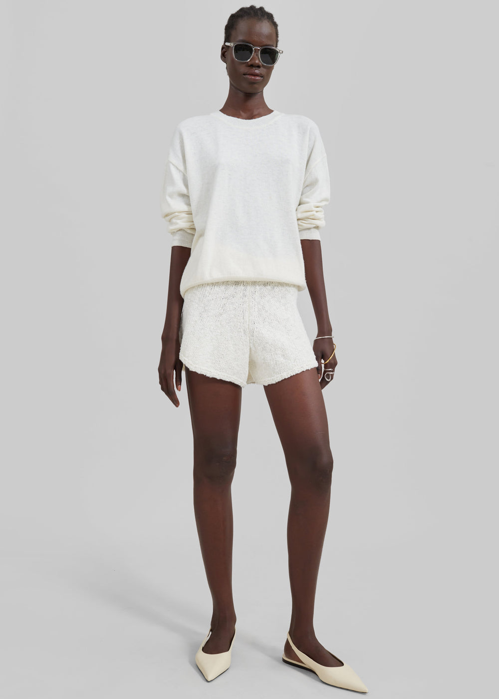 Cecilia Knitted Mini Shorts - Ivory