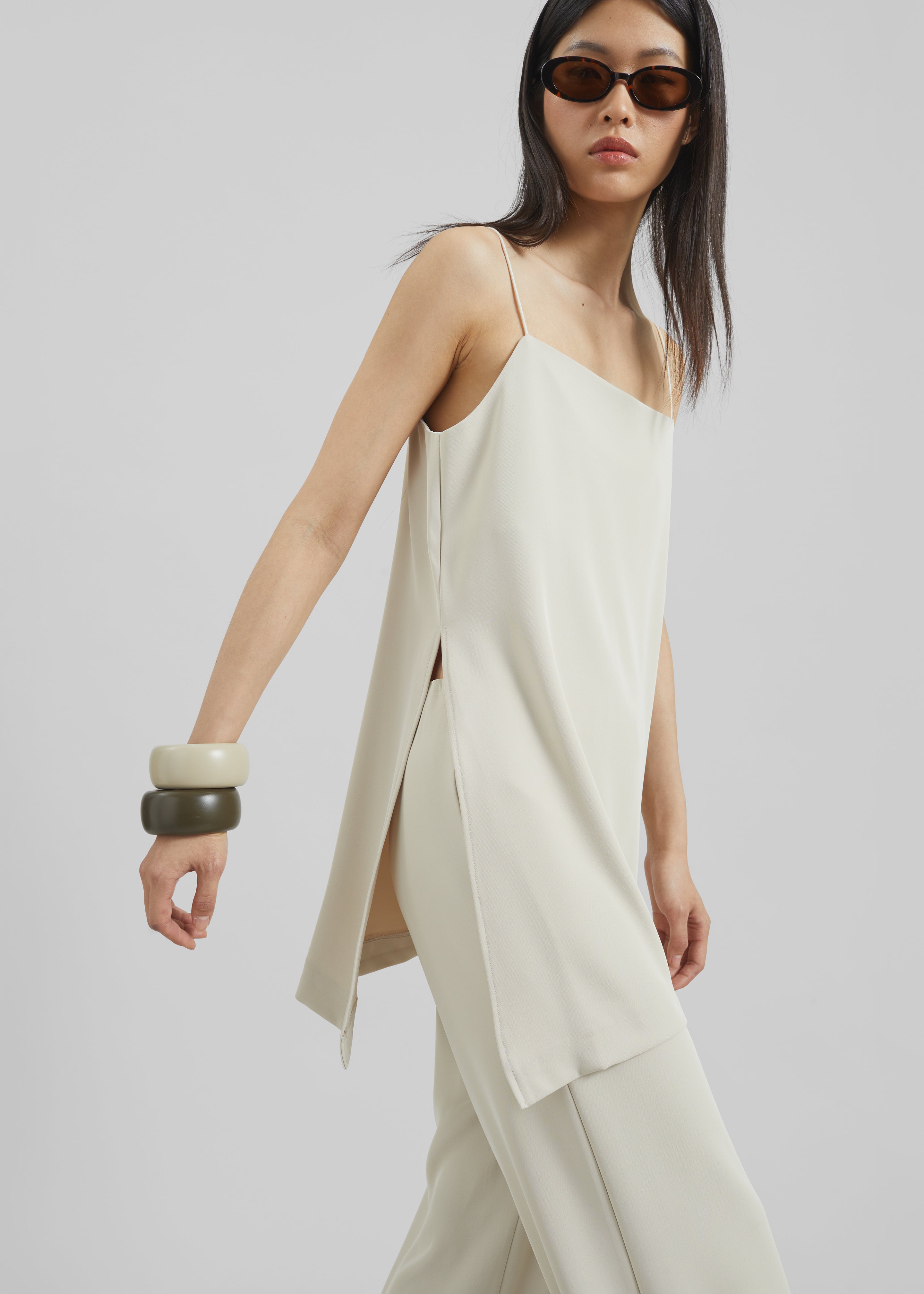 Celano Slit Asymmetric Top - Light Beige - 1