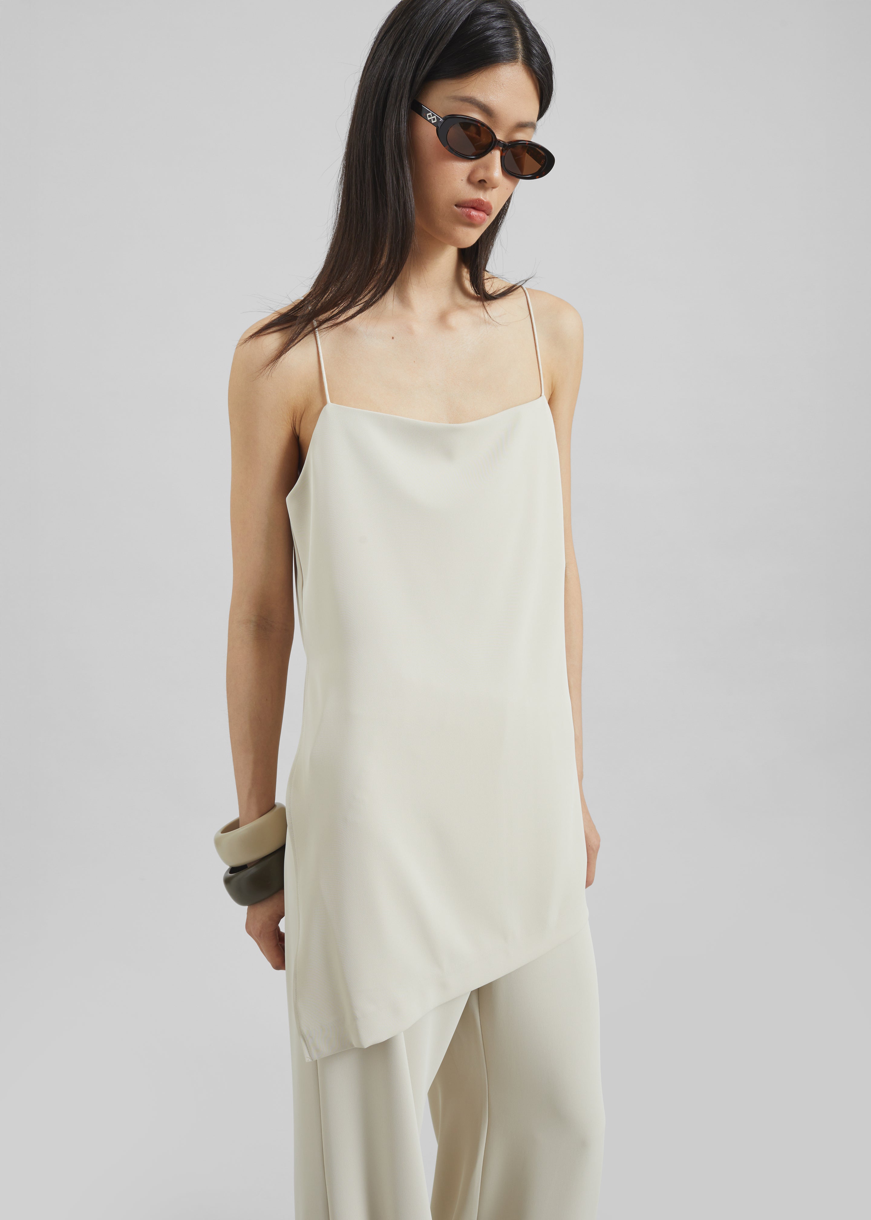 Celano Slit Asymmetric Top - Light Beige - 4
