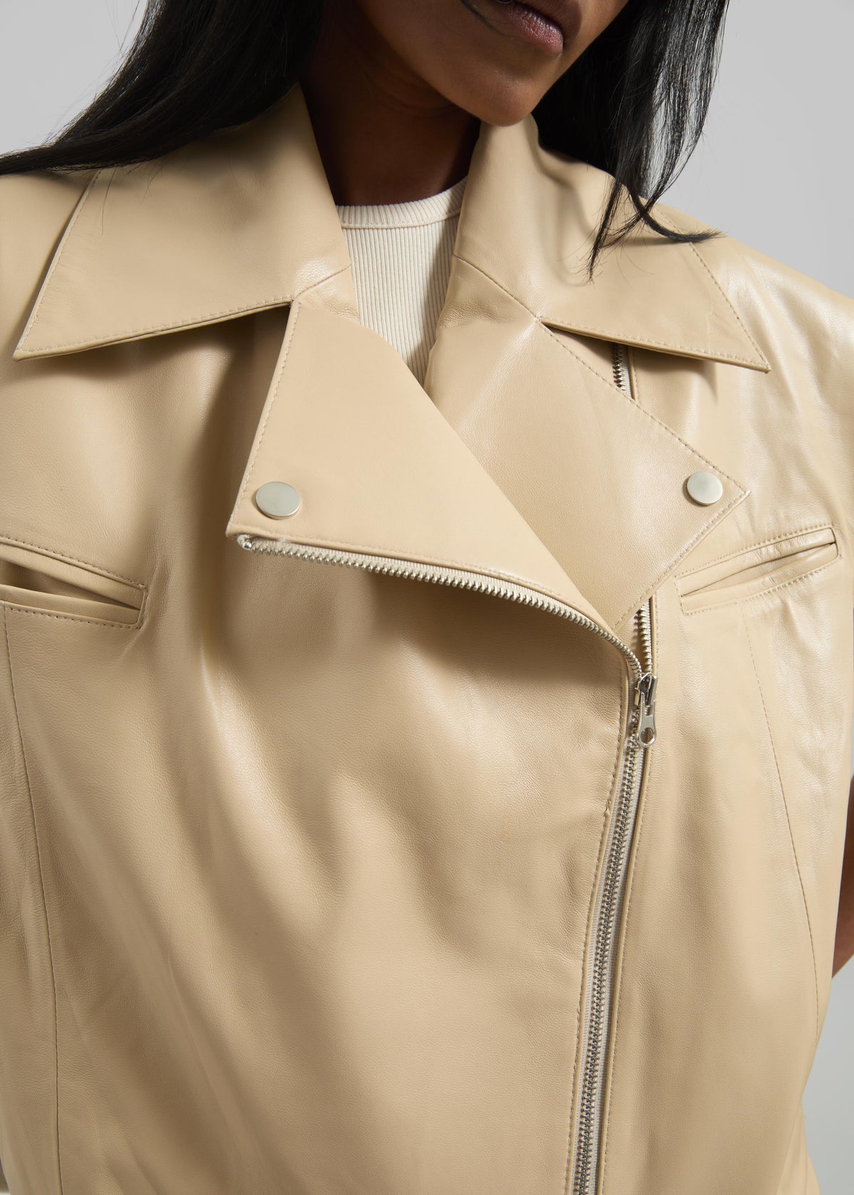 Cetina Leather Vest - Beige - 6