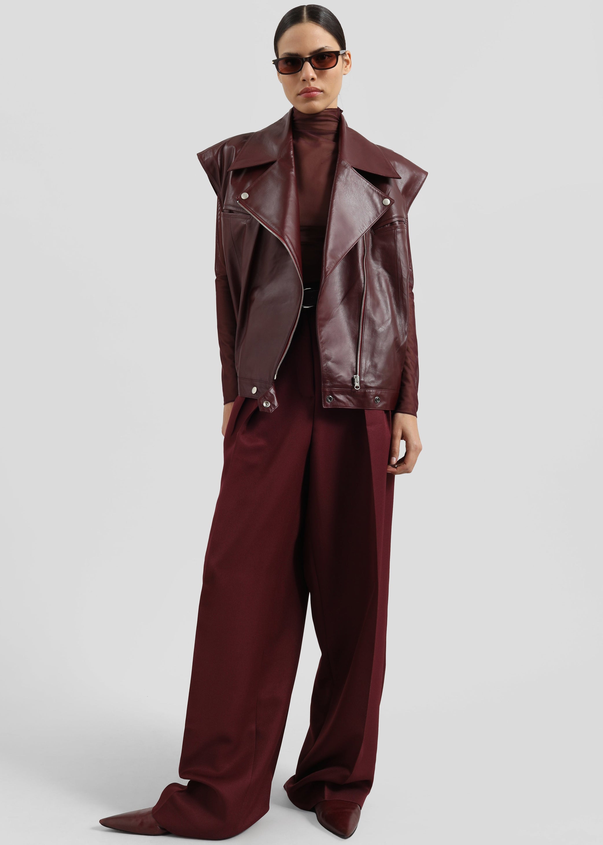 Shop the look image for Cetina Leather Vest - Burgundy