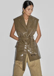 Charleroi Faux Leather Croc Vest - Olive Brown
