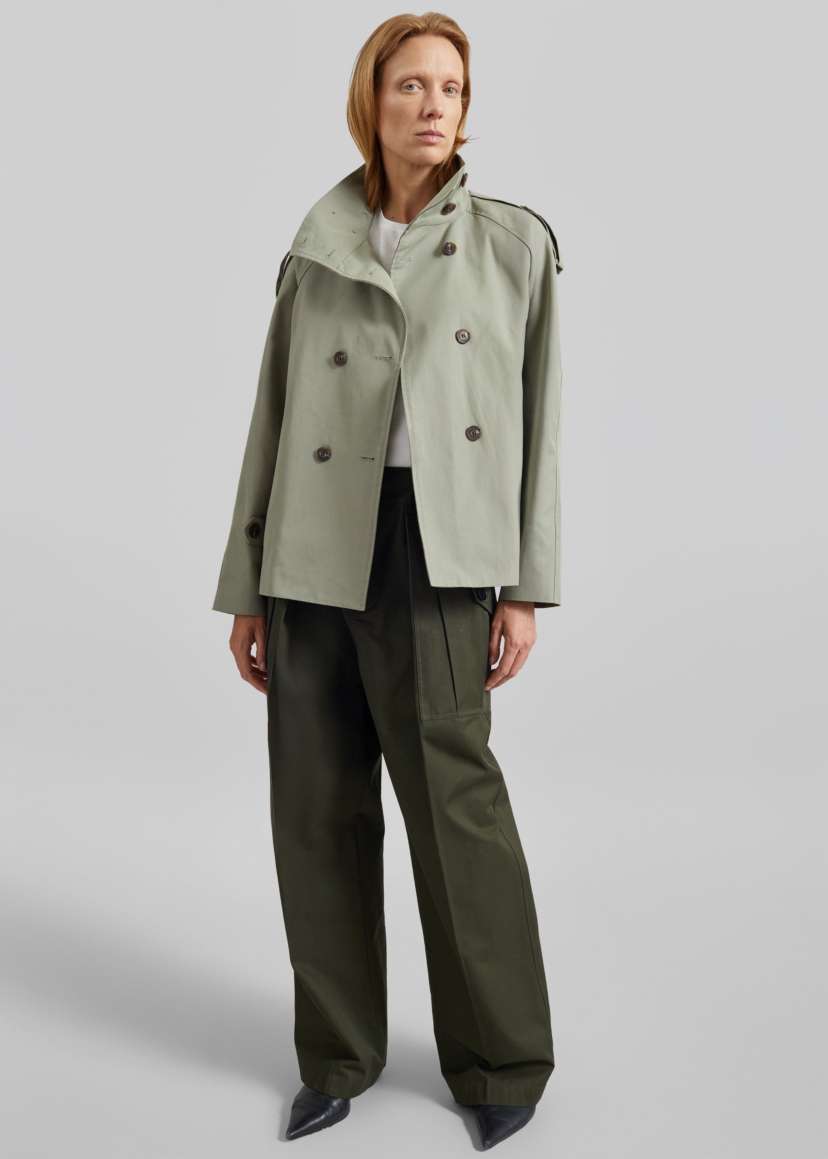 Charonne Scarf Short Trench - Sage – The Frankie Shop Europe