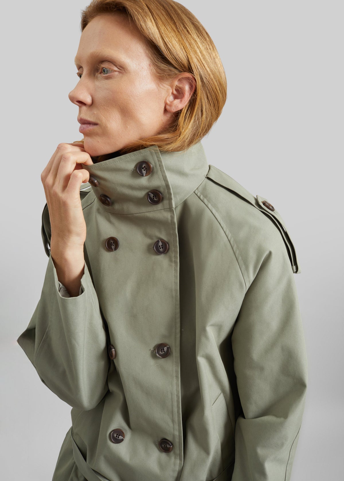 Charonne Scarf Short Trench - Sage - 5
