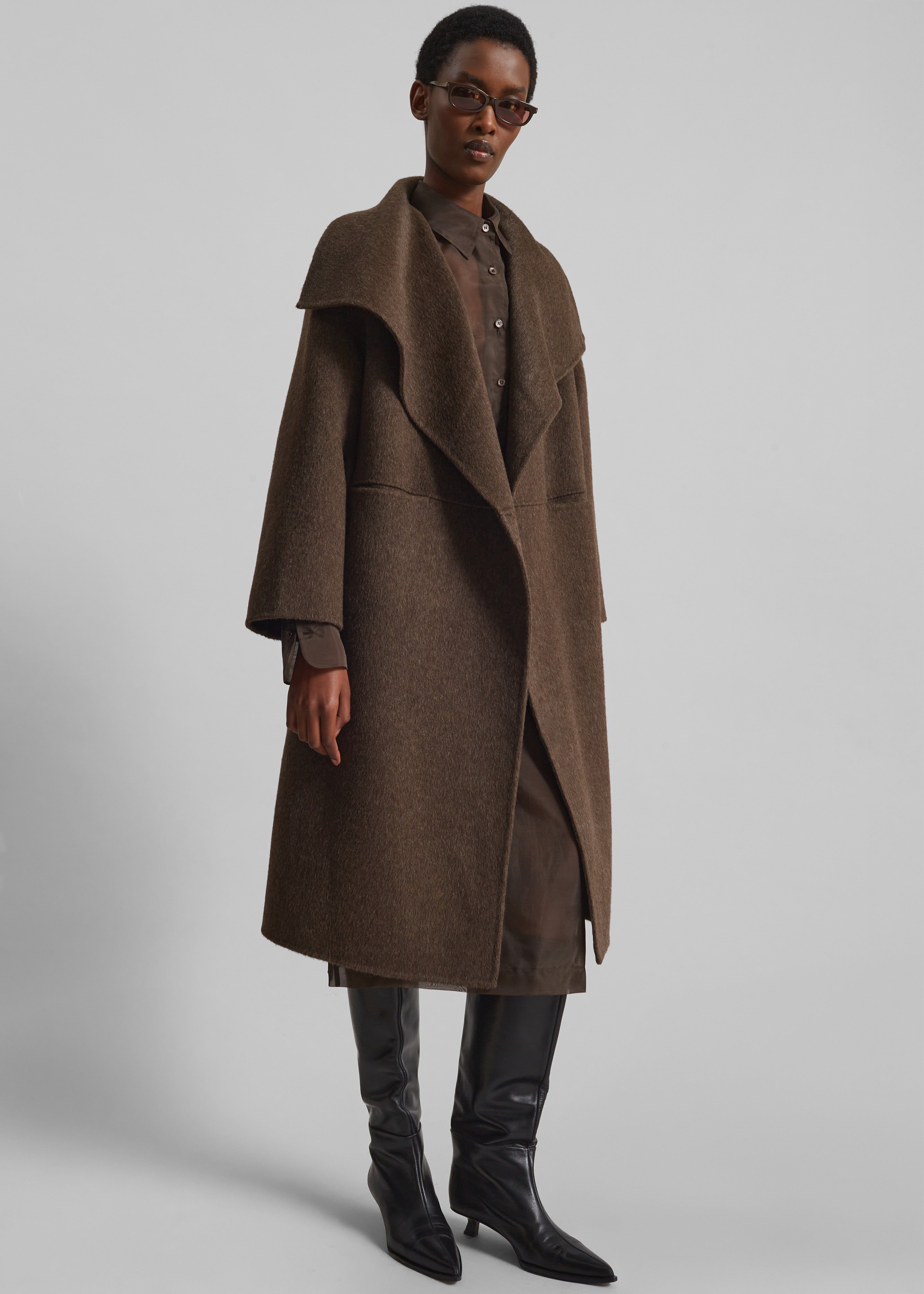 Cheshire Shawl Collar Wool Coat - Brown - 9