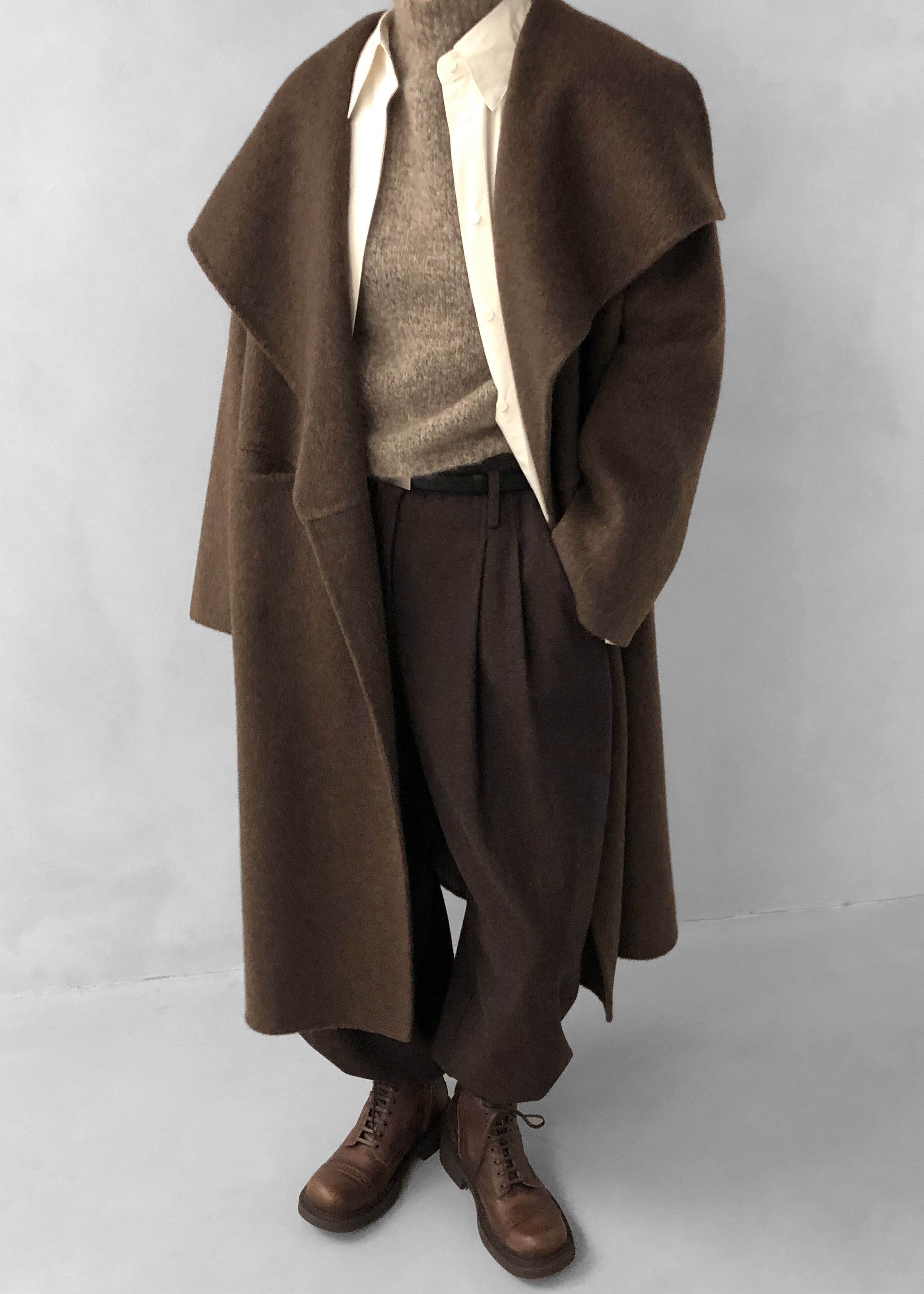 Cheshire Shawl Collar Wool Coat - Brown - 12