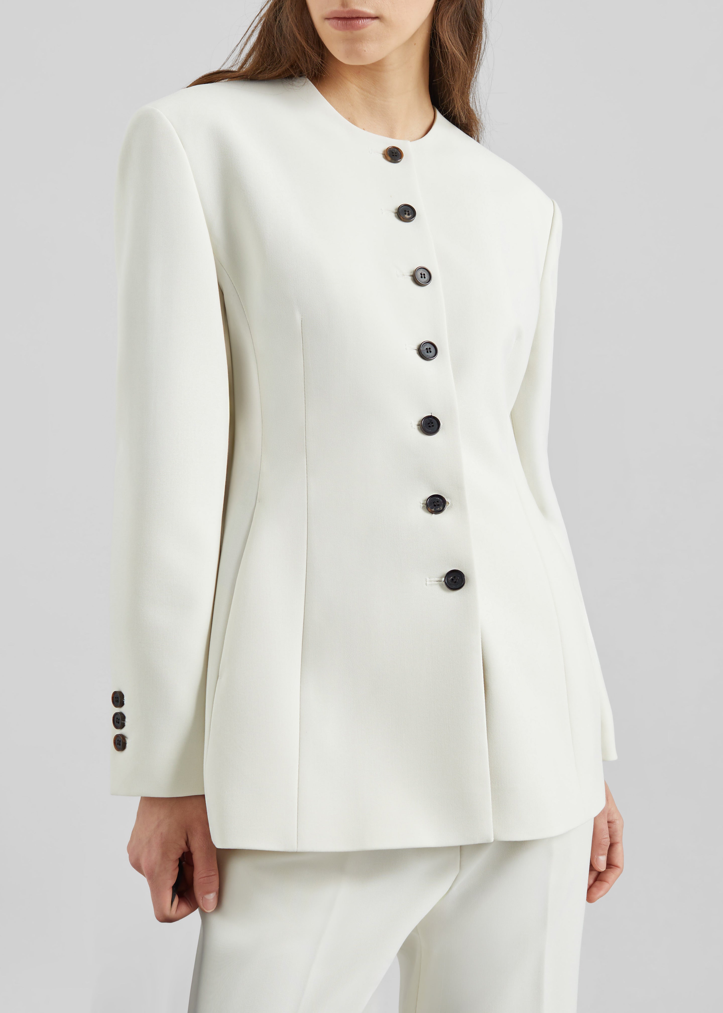 Chesnay Collarless Blazer - Cream - 5