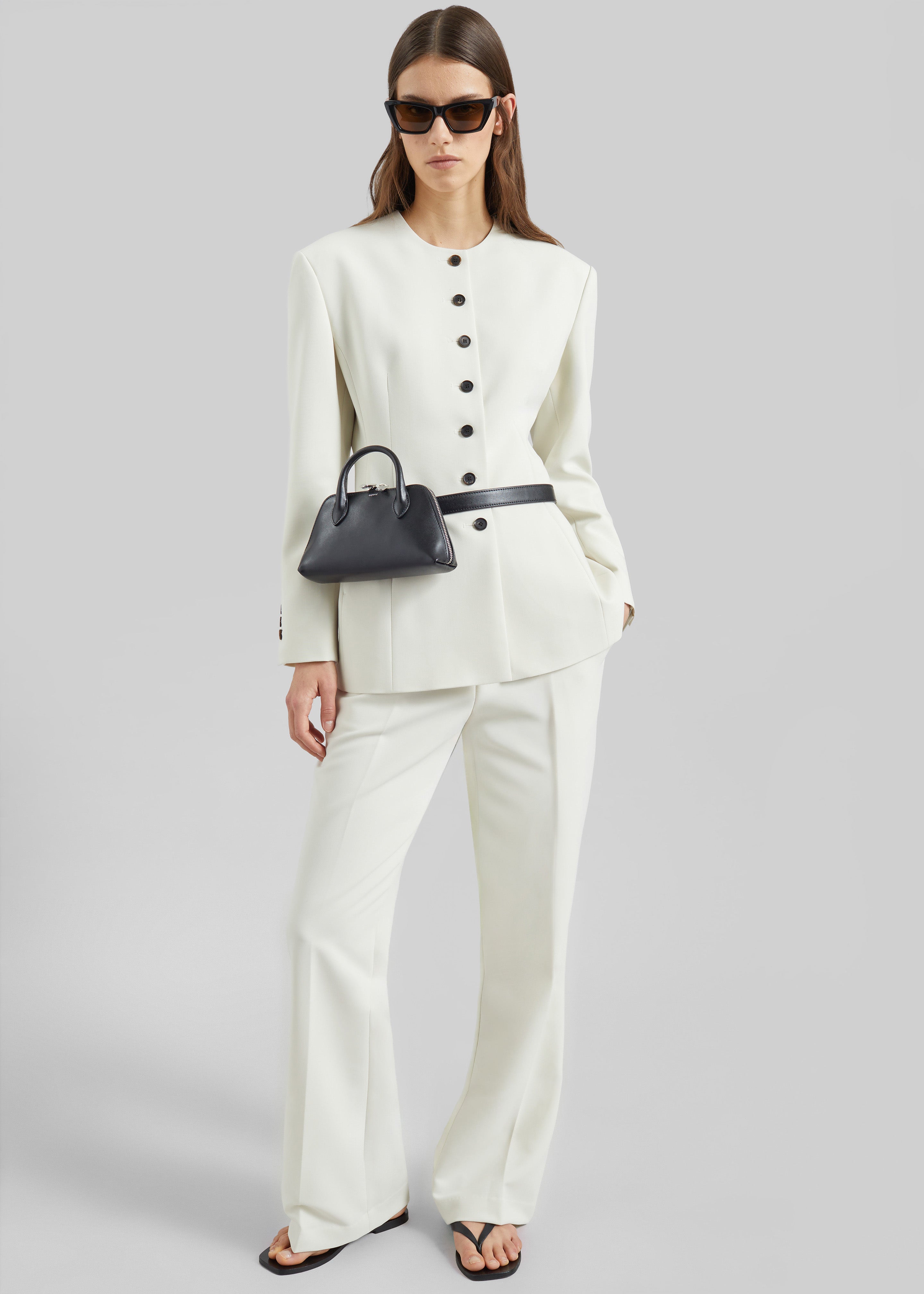 Chesnay Collarless Blazer - Cream - 3