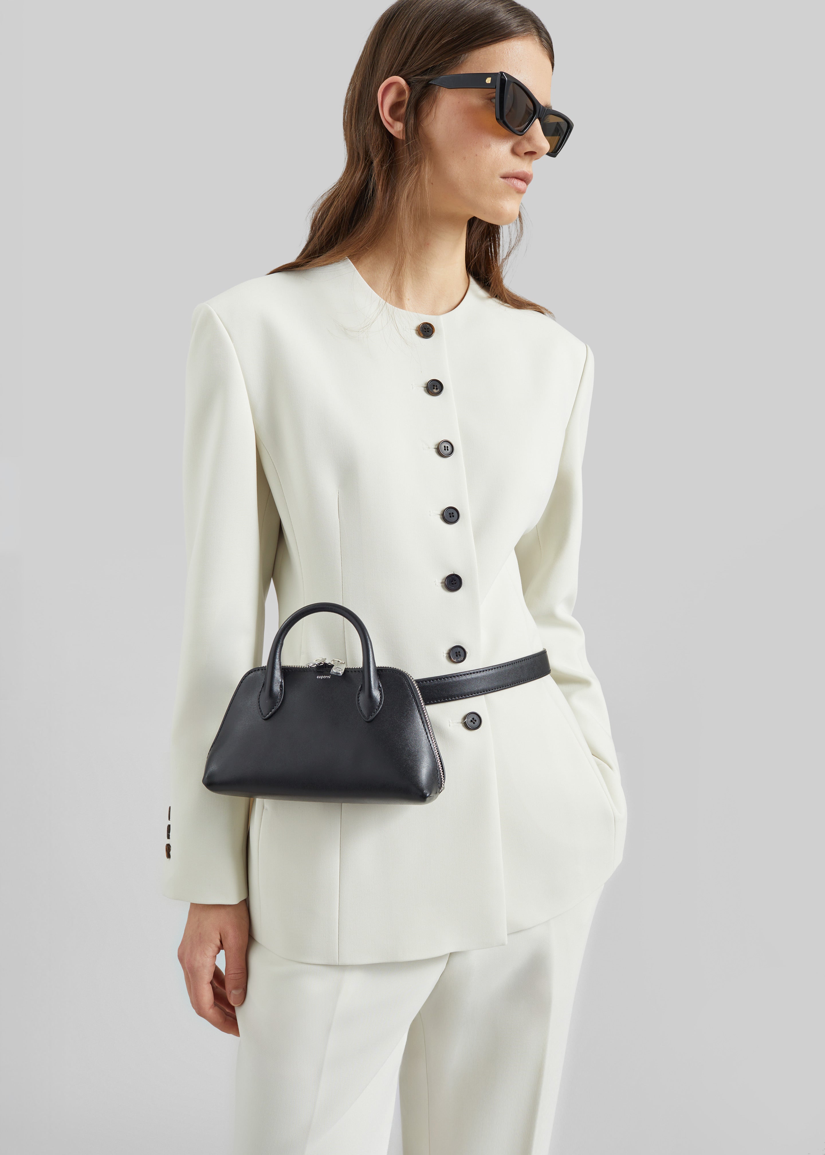 Chesnay Collarless Blazer - Cream - 1
