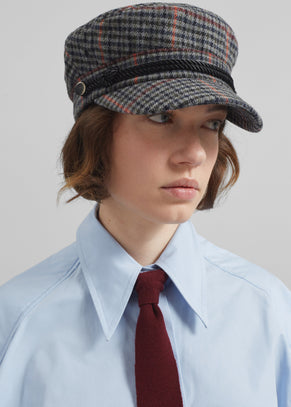 Chesney Plaid Baker Boy Cap - Grey