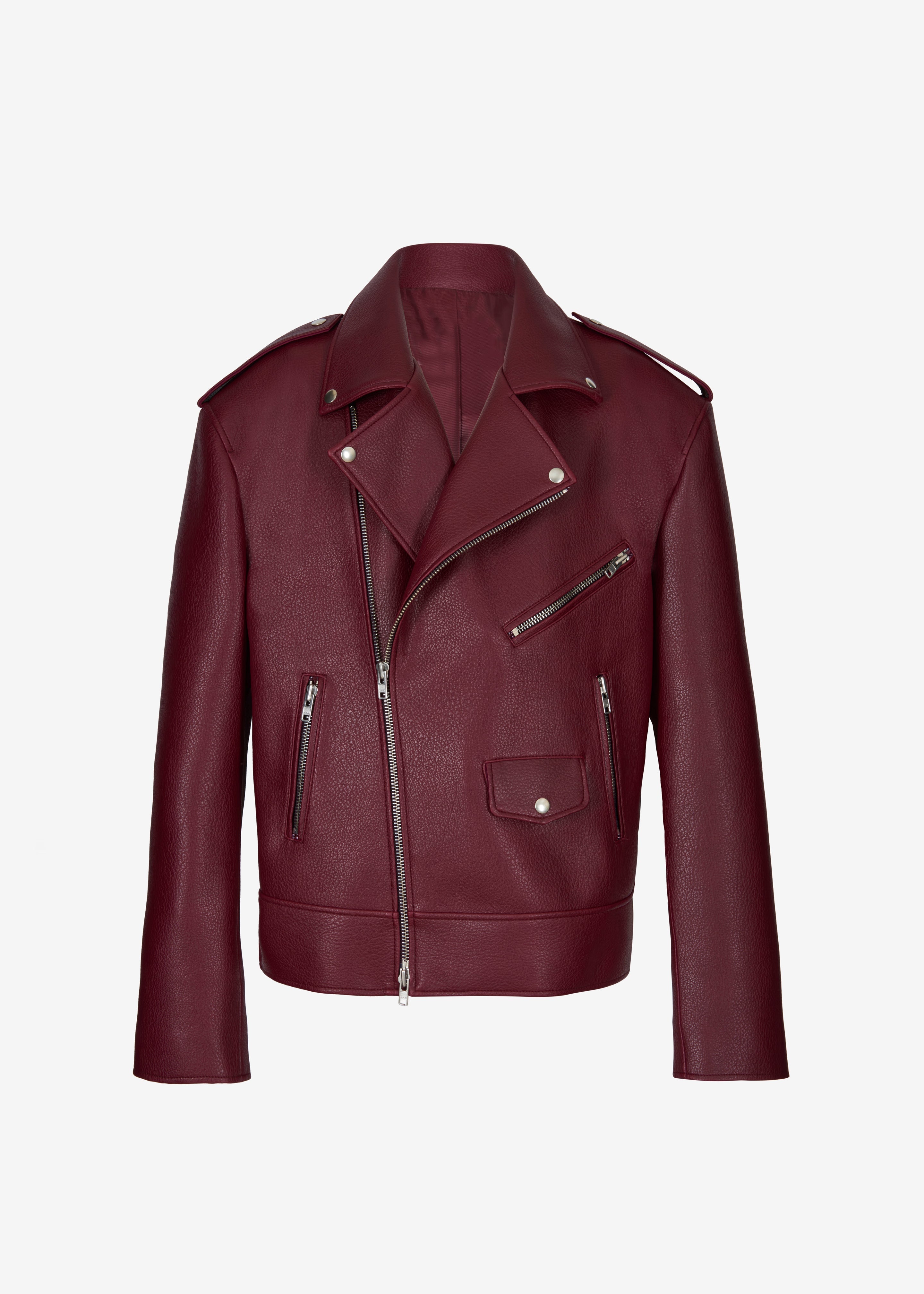 Burgundy leather jacket zara on sale