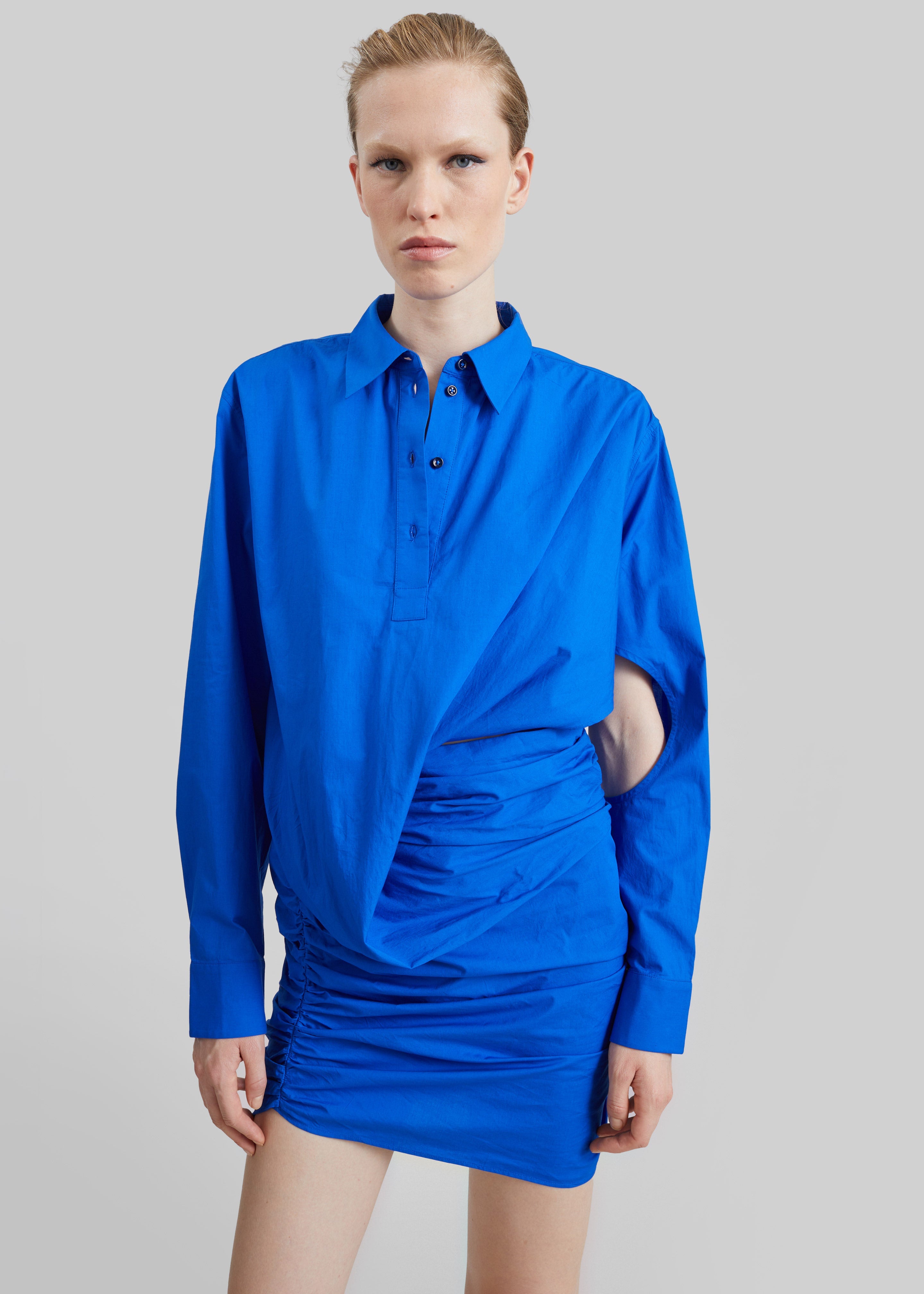 Christopher Esber Aiba Draped Shirt Dress - Ultra Blue - 2