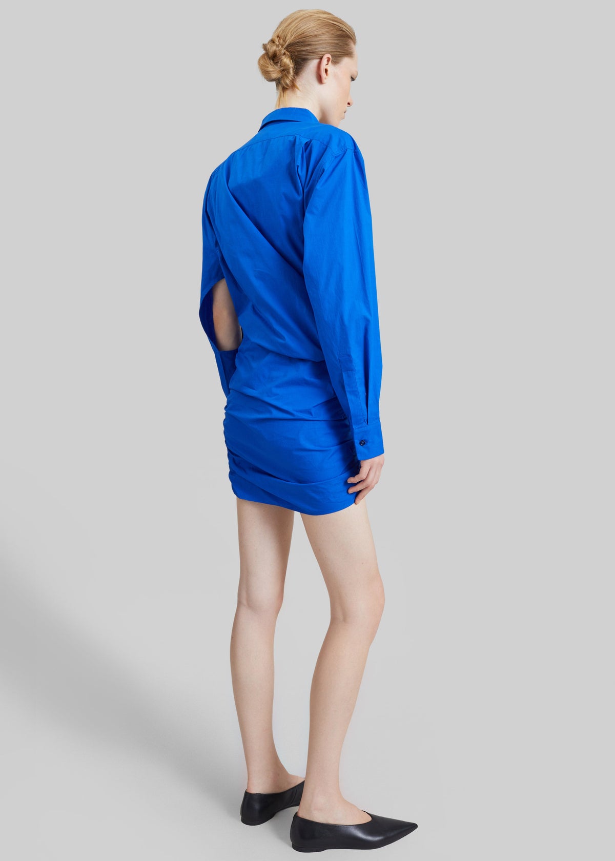 Christopher Esber Aiba Draped Shirt Dress - Ultra Blue - 5