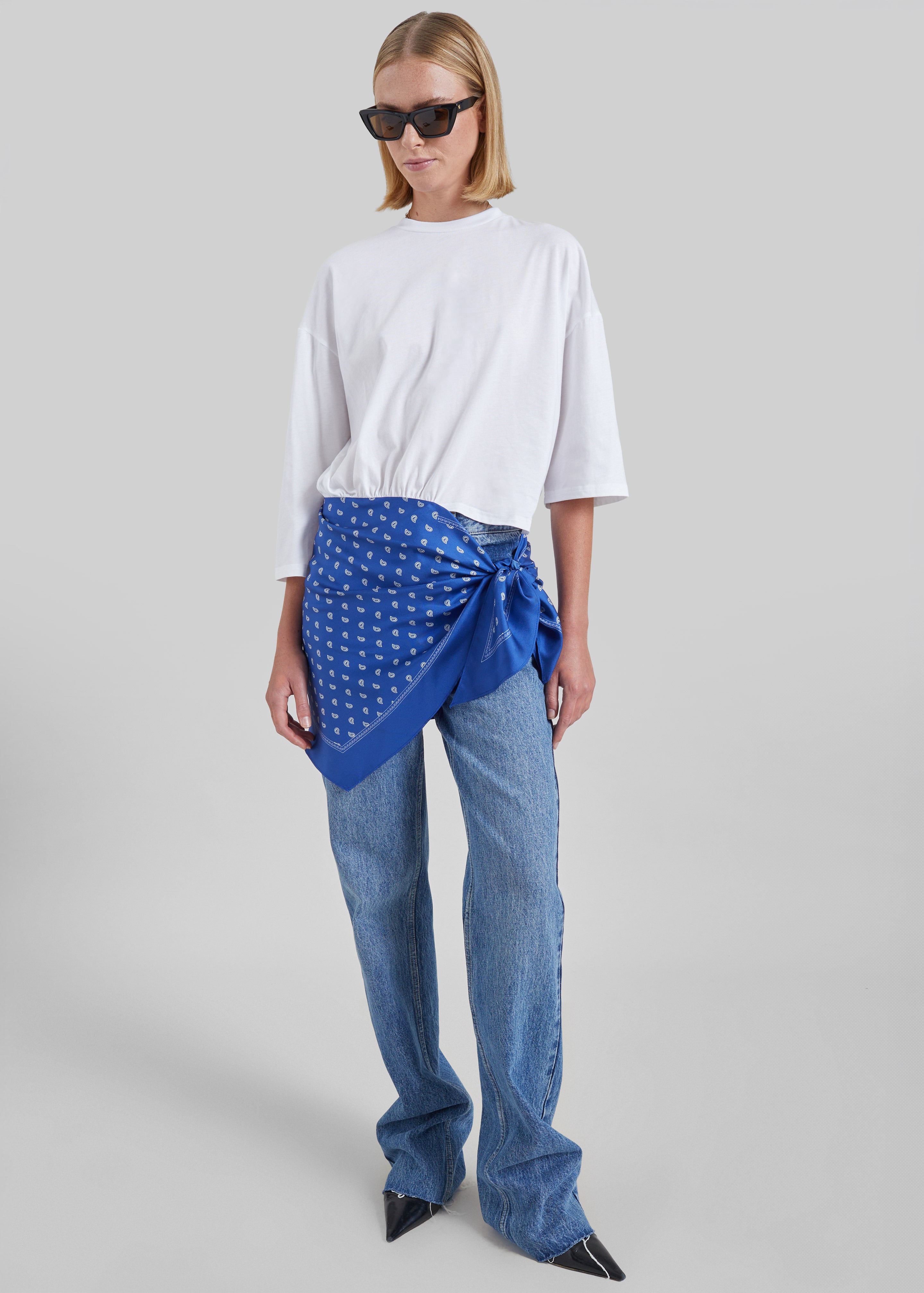 Christopher Esber Bandana Scarf Pareo Tee - White/Indigo Bandana Print - 3