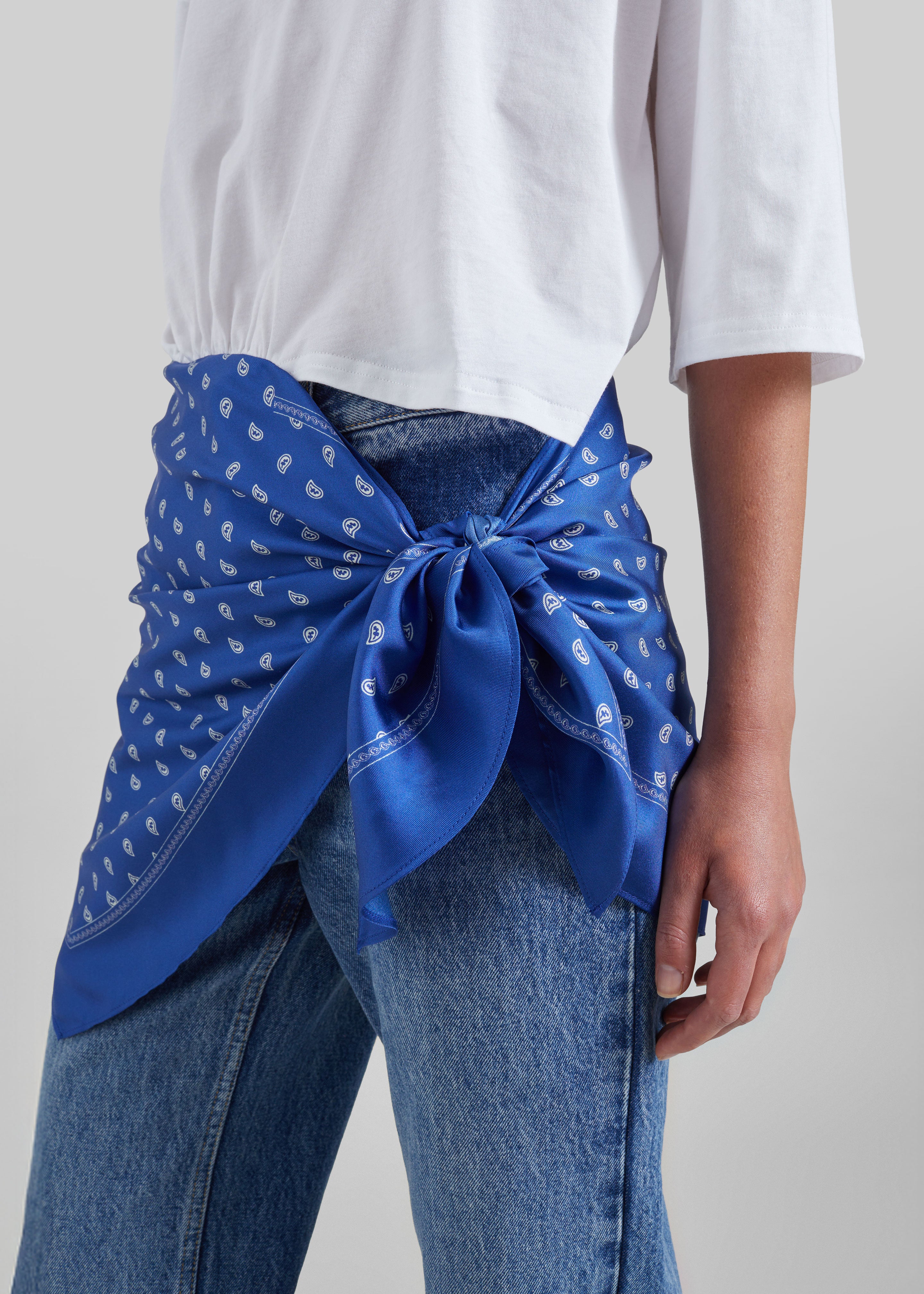 Christopher Esber Bandana Scarf Pareo Tee - White/Indigo Bandana Print - 2