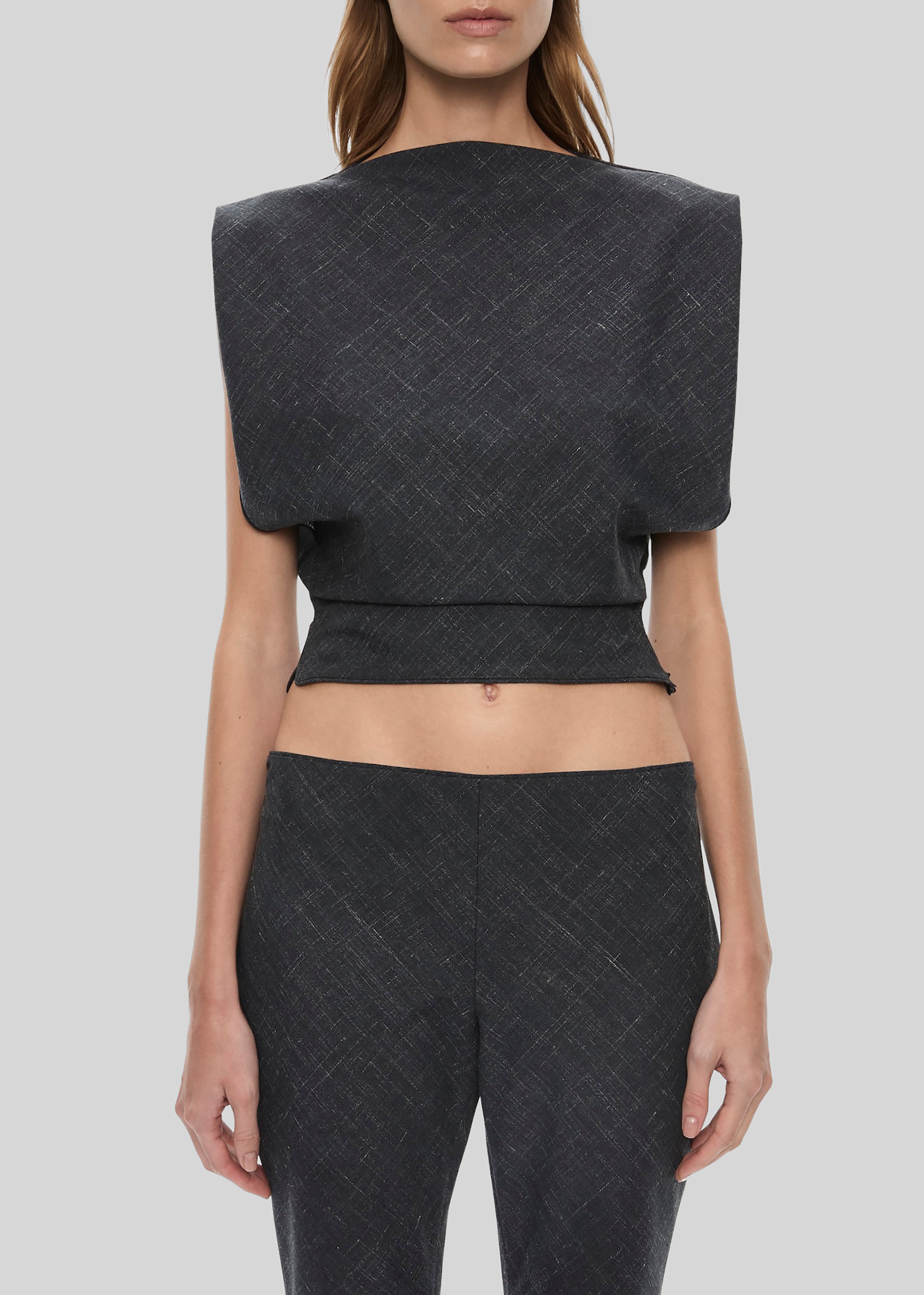 Christopher Esber Banyan Bias Top - Tropical Charcoal Marle - 4