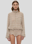 Christopher Esber Batiste Embroidered Handkerchief One Piece - Sepia Check