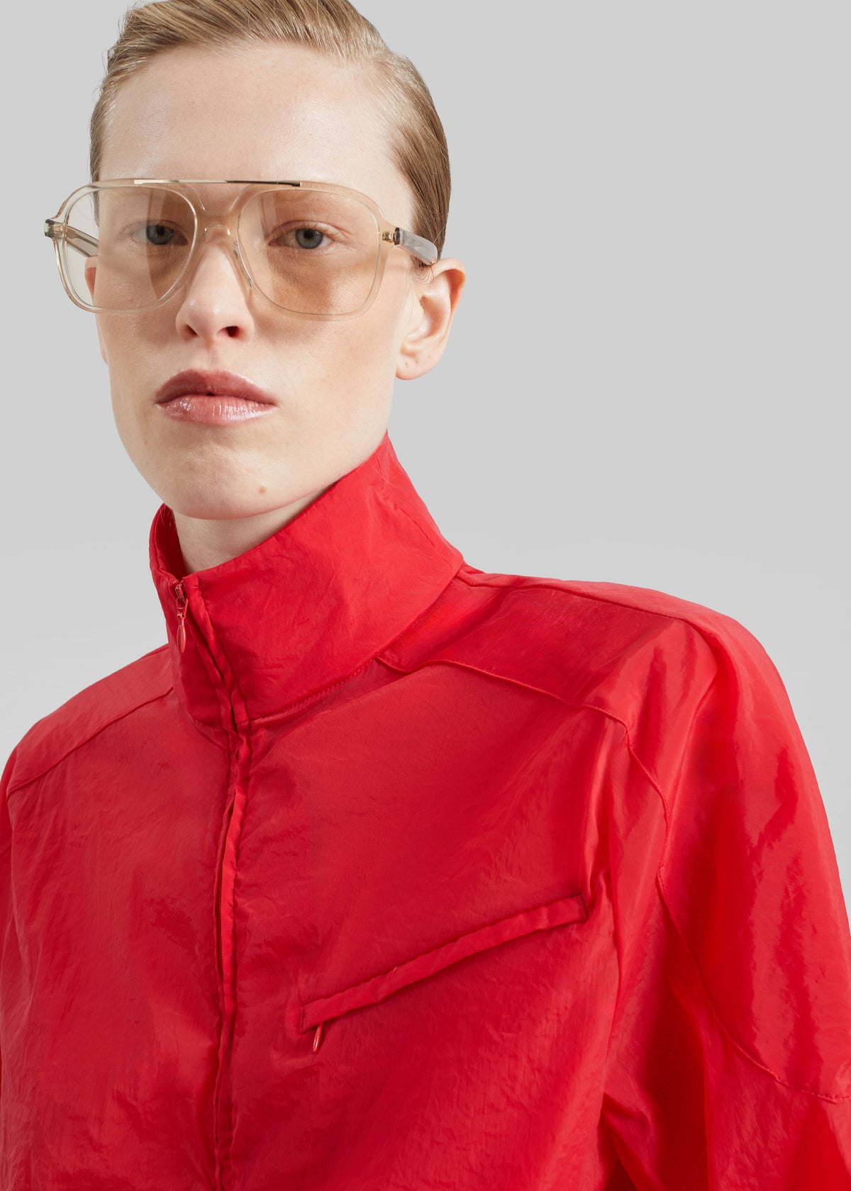 Christopher Esber Dannie Lucent Mottled Sheer Bomber - Flame - 6