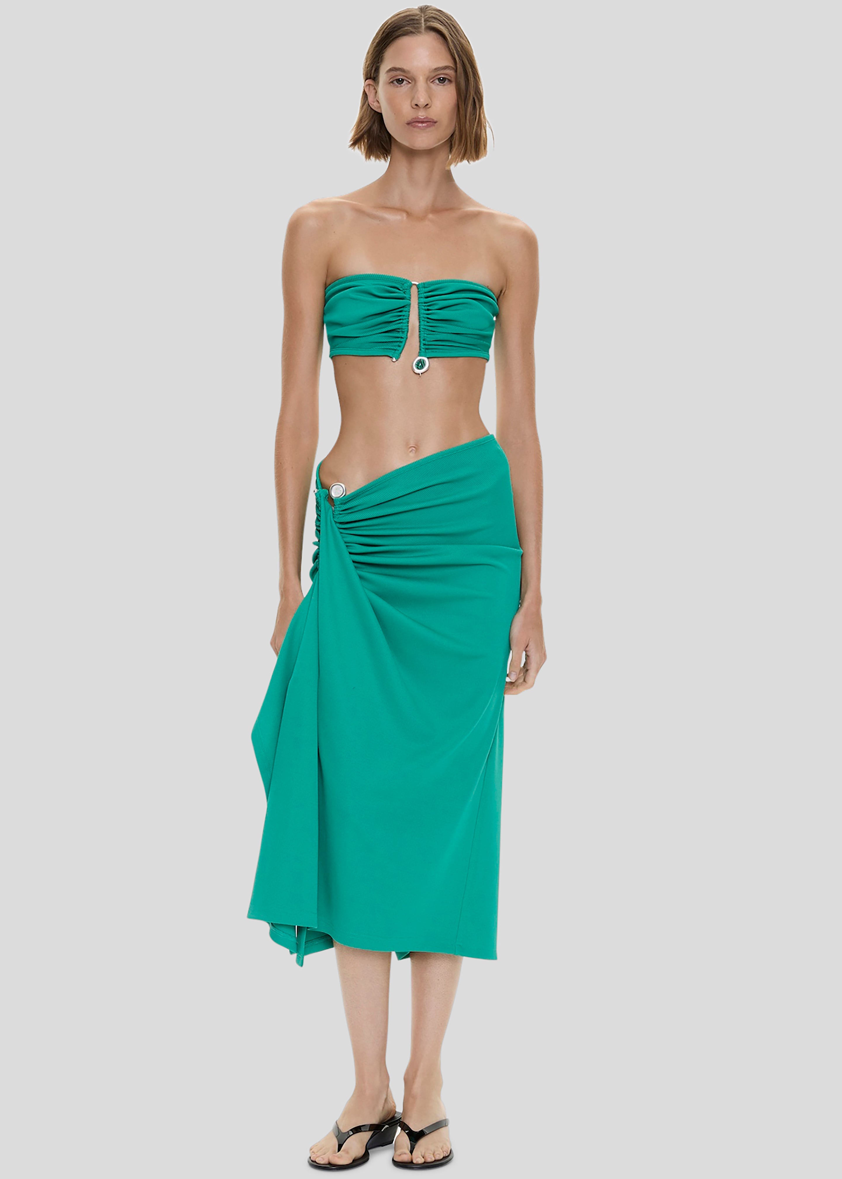 Christopher Esber Droplet Crystal Pendant Ruched Bandeau - Malachite - 3