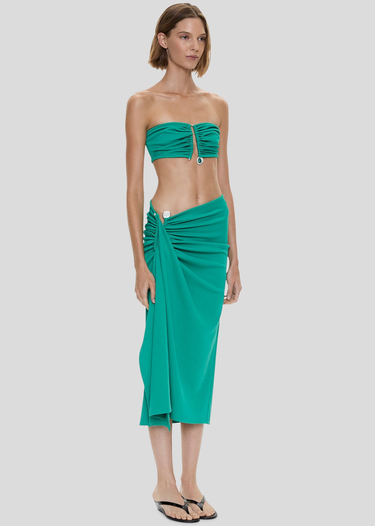 Christopher Esber Droplet Crystal Pendant Ruched Bandeau - Malachite - 2