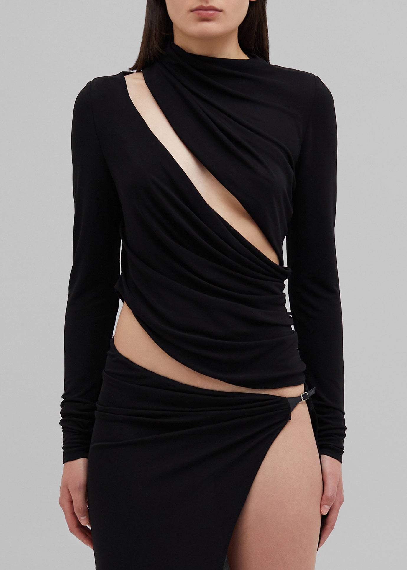 Christopher Esber Framed Drape Slice Dress - Black - 1