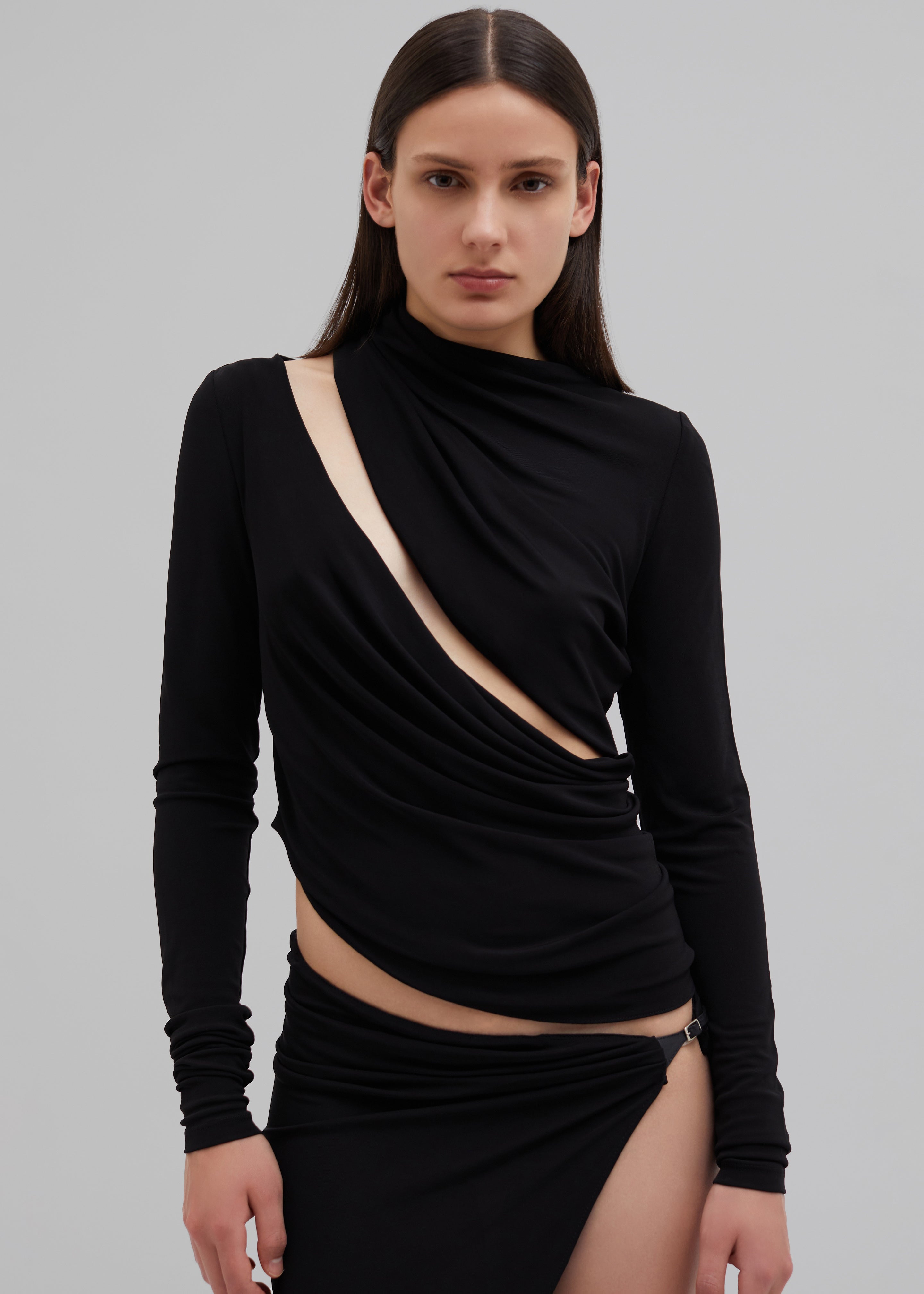 Christopher Esber Framed Drape Slice Dress - Black - 4